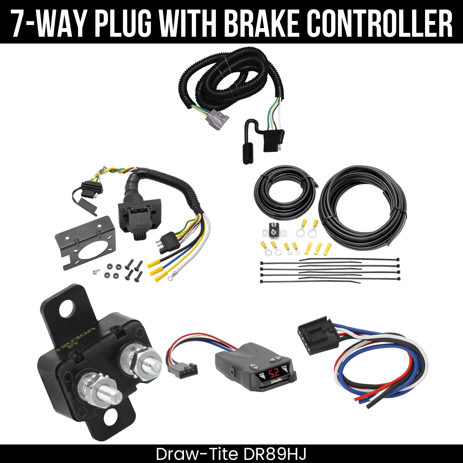Trailer Wiring 7-Way Plug w/ Bracket , Draw-Tite Activator IV Brake Control