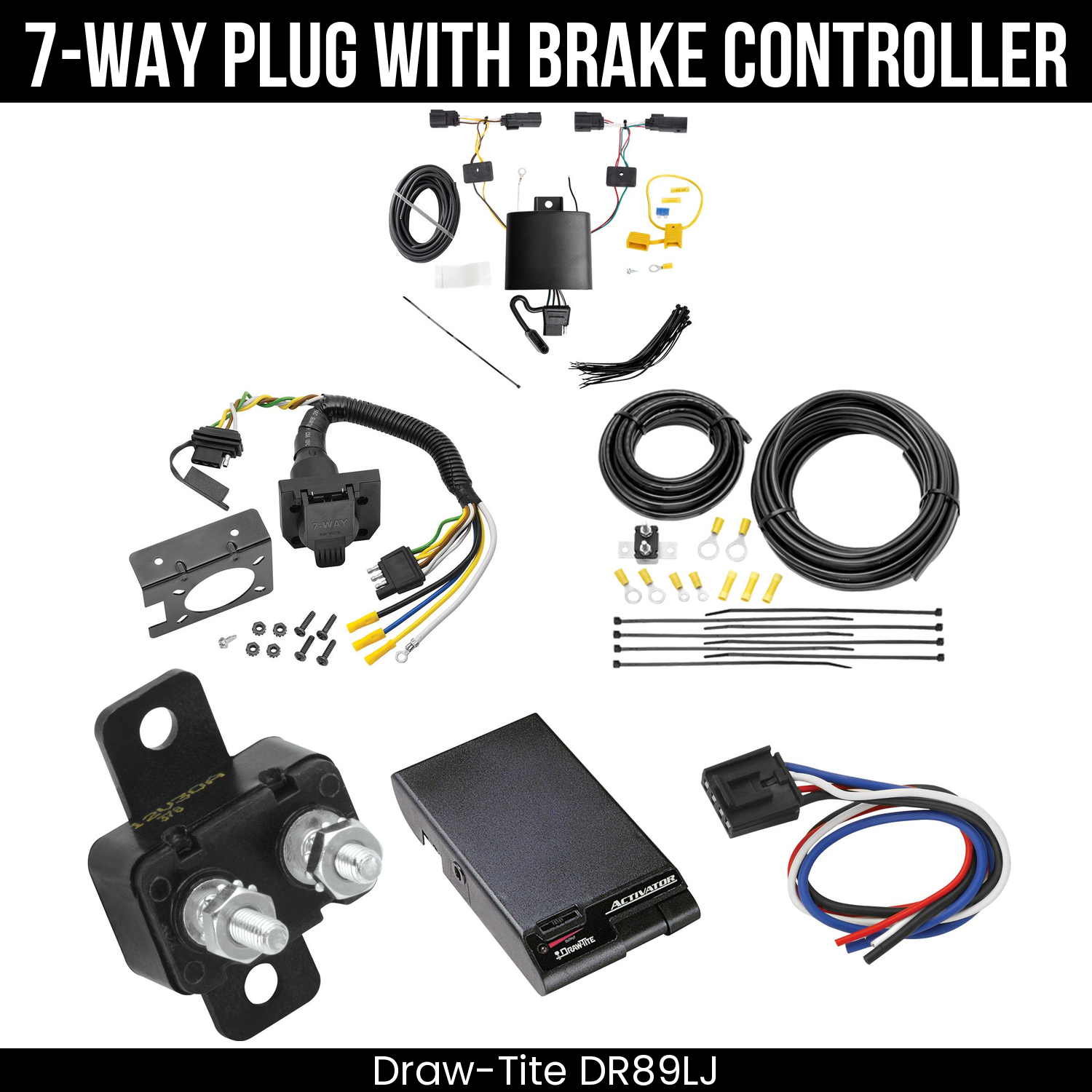Trailer Wiring 7-Way Plug w/ Bracket , Draw-Tite Activator Brake Control