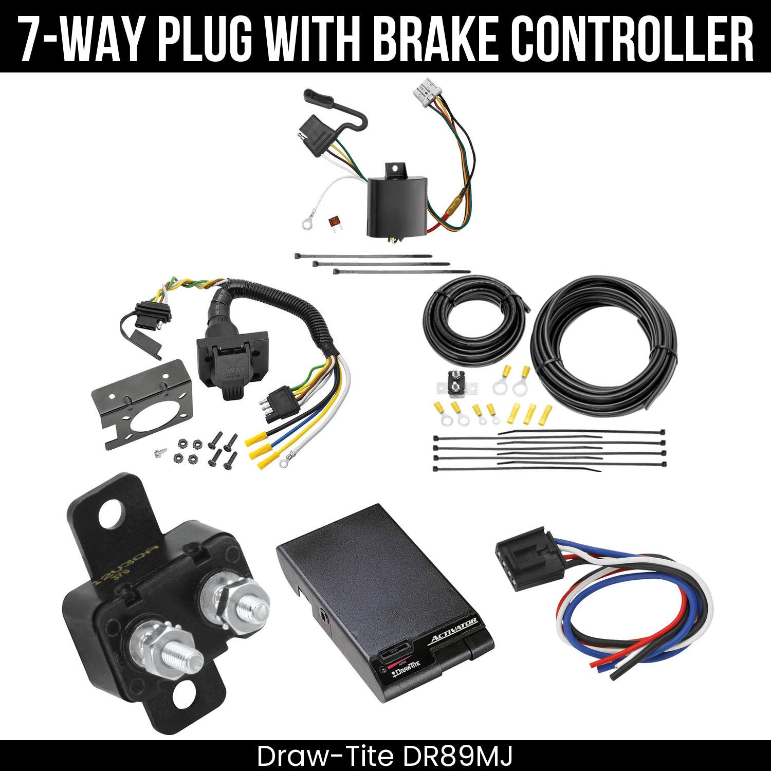 Trailer Wiring 7-Way Plug w/ Bracket , Draw-Tite Activator Brake Control