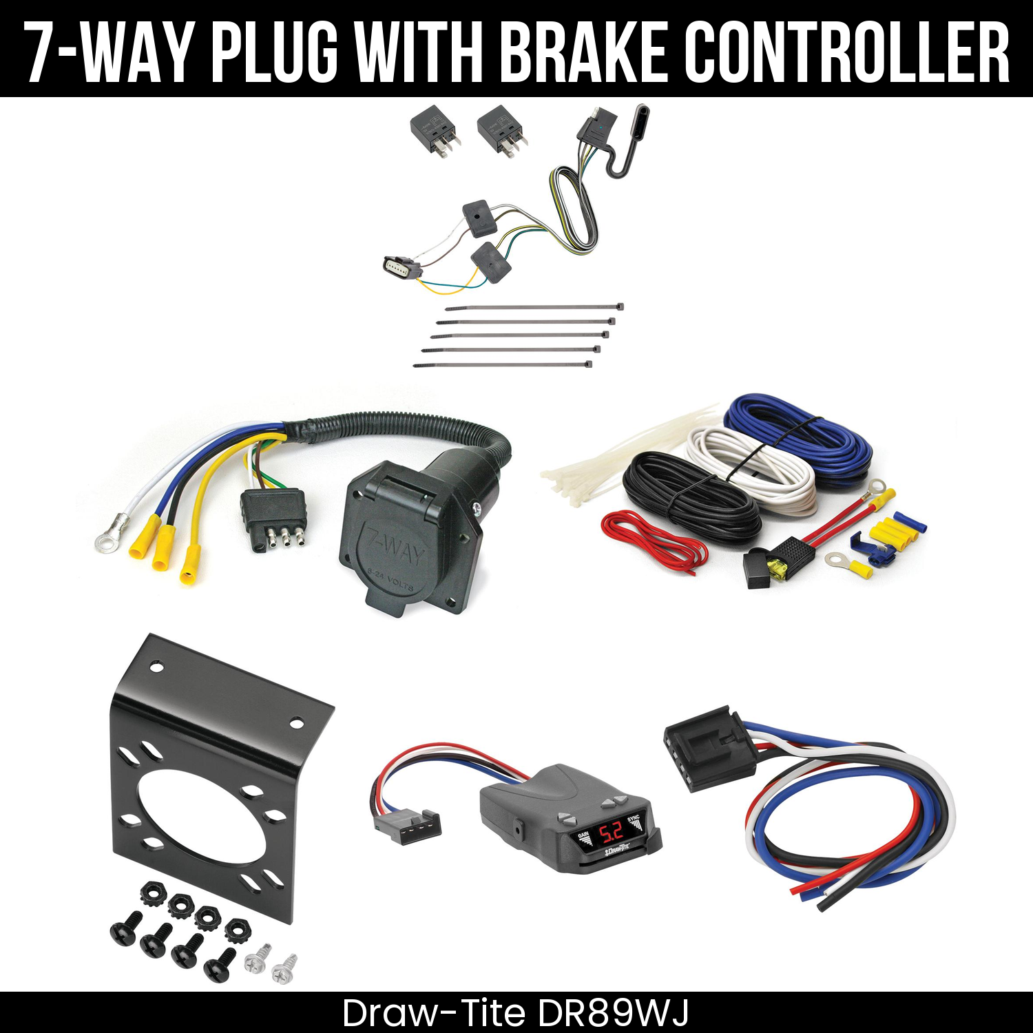 Trailer Wiring 7-Way Economy Plug w/ Bracket , Draw-Tite Activator IV Brake Control