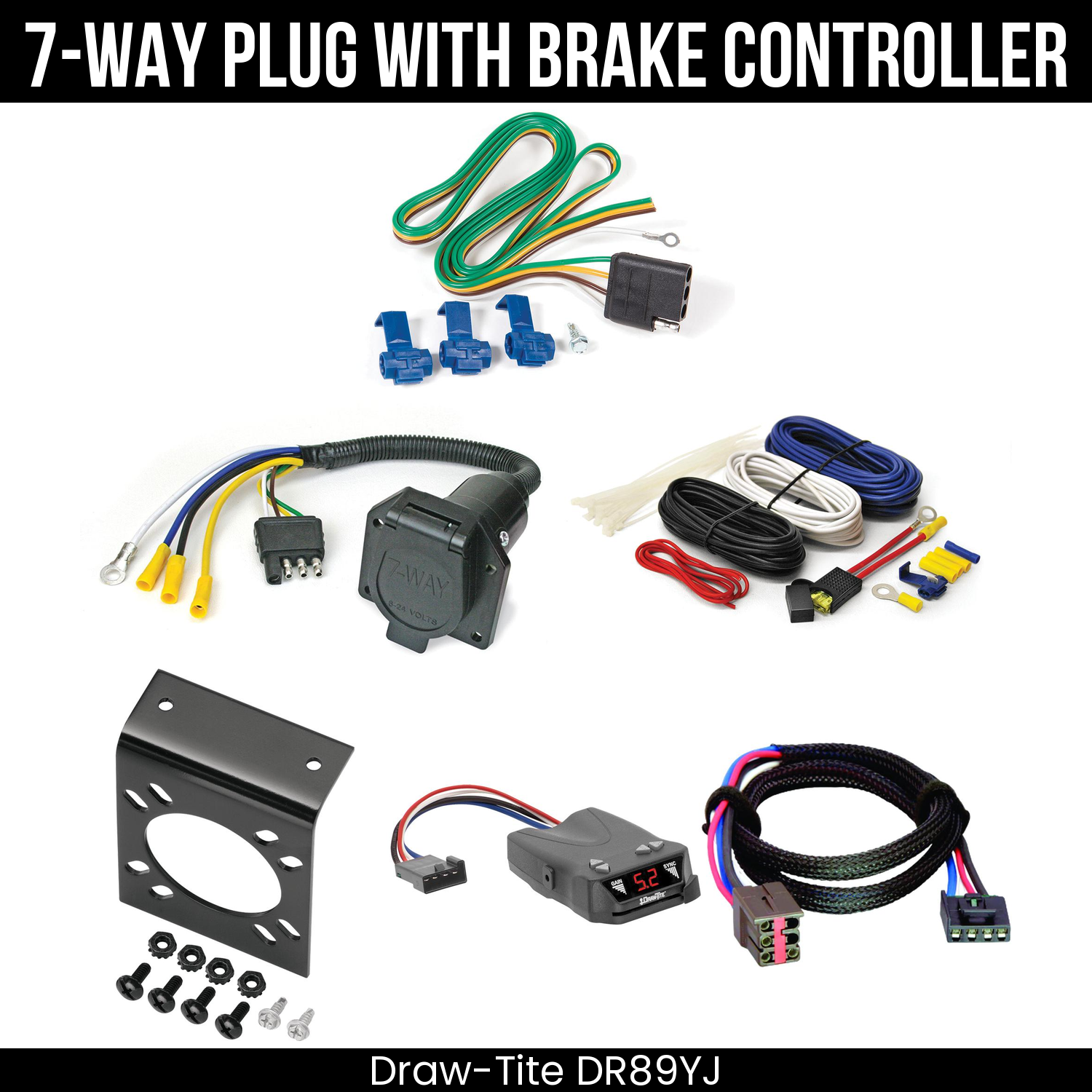 Trailer Wiring 7-Way Economy Plug w/ Bracket , Draw-Tite Activator IV Brake Control