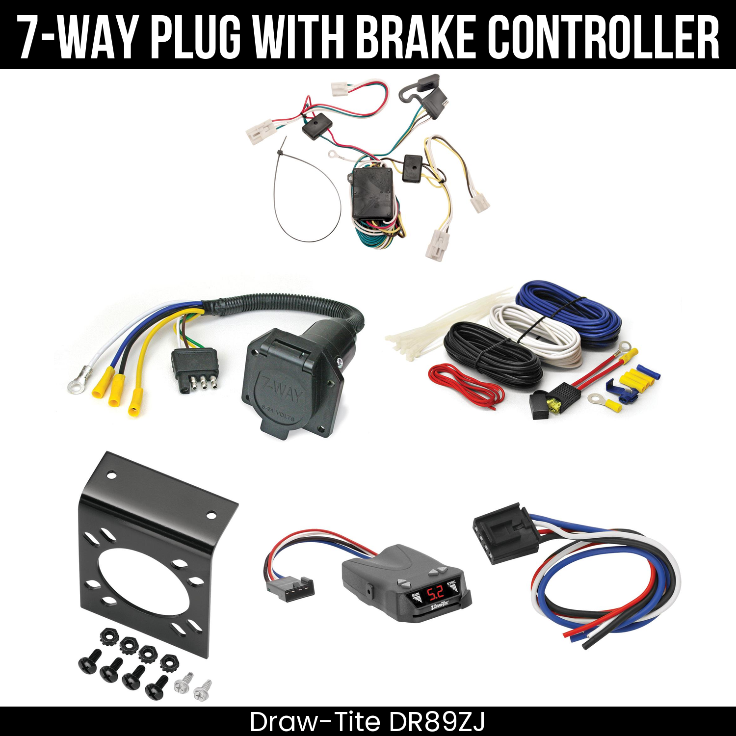 Trailer Wiring 7-Way Economy Plug w/ Bracket , Draw-Tite Activator IV Brake Control