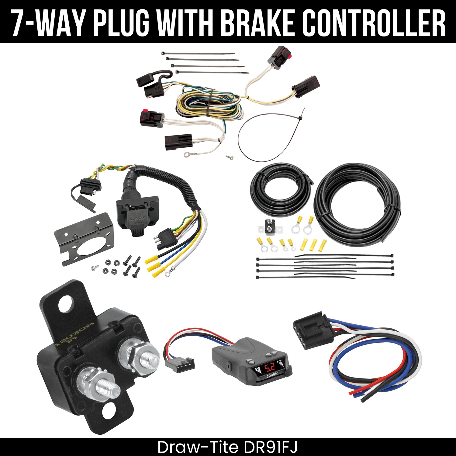 Trailer Wiring 7-Way Plug w/ Bracket , Draw-Tite Activator IV Brake Control