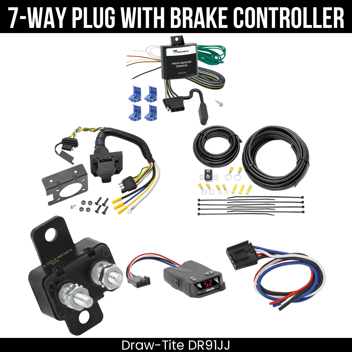 Trailer Wiring 7-Way Plug w/ Bracket , Draw-Tite Activator IV Brake Control