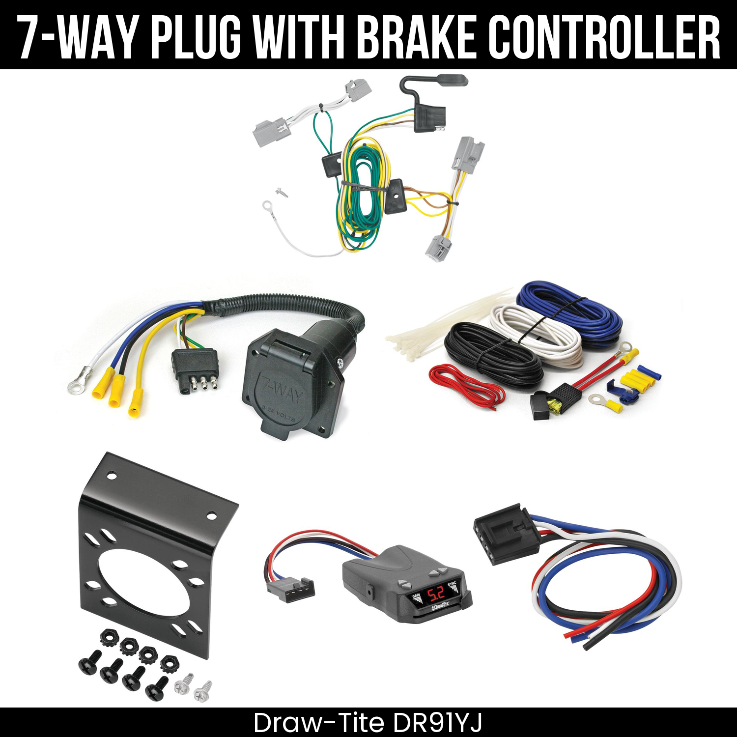 Trailer Wiring 7-Way Economy Plug w/ Bracket , Draw-Tite Activator IV Brake Control