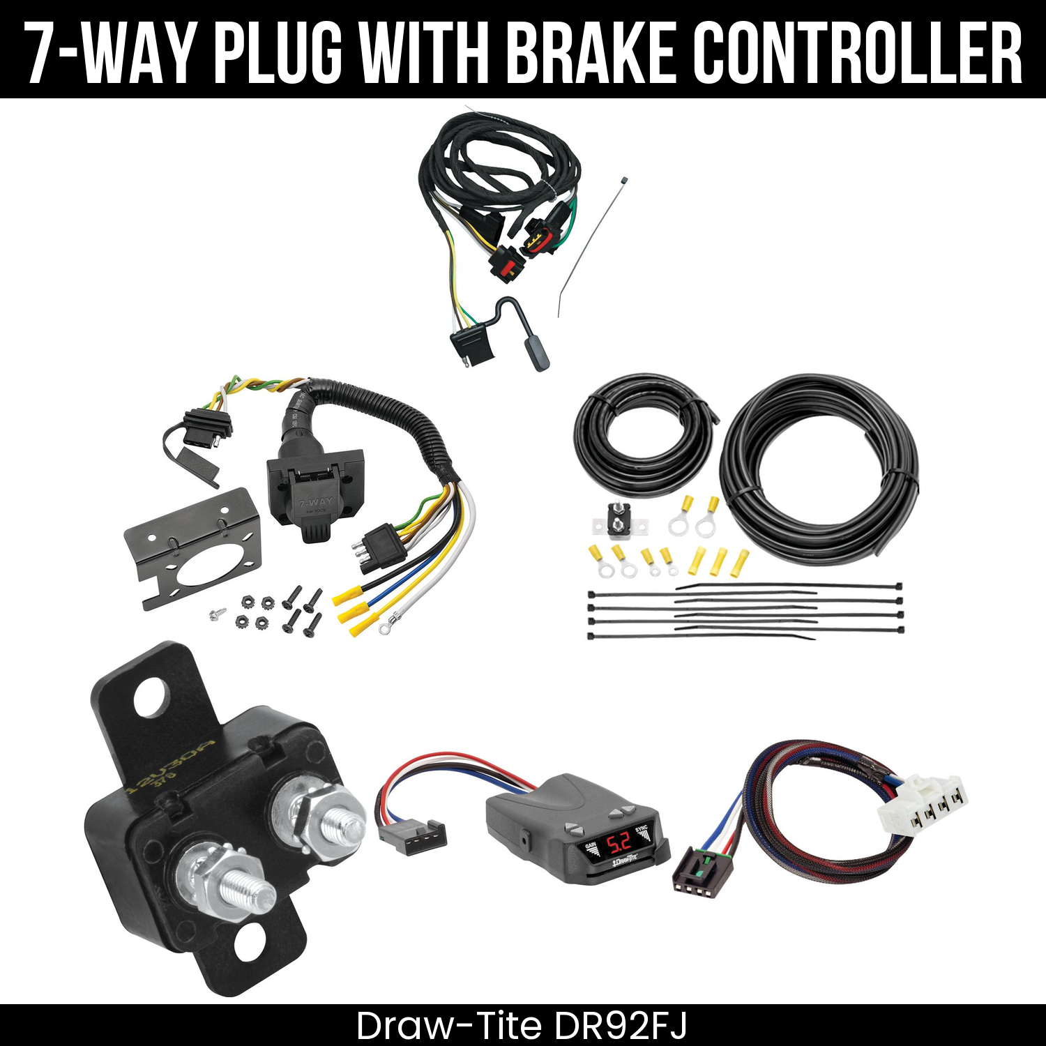 Trailer Wiring 7-Way Plug w/ Bracket , Draw-Tite Activator IV Brake Control