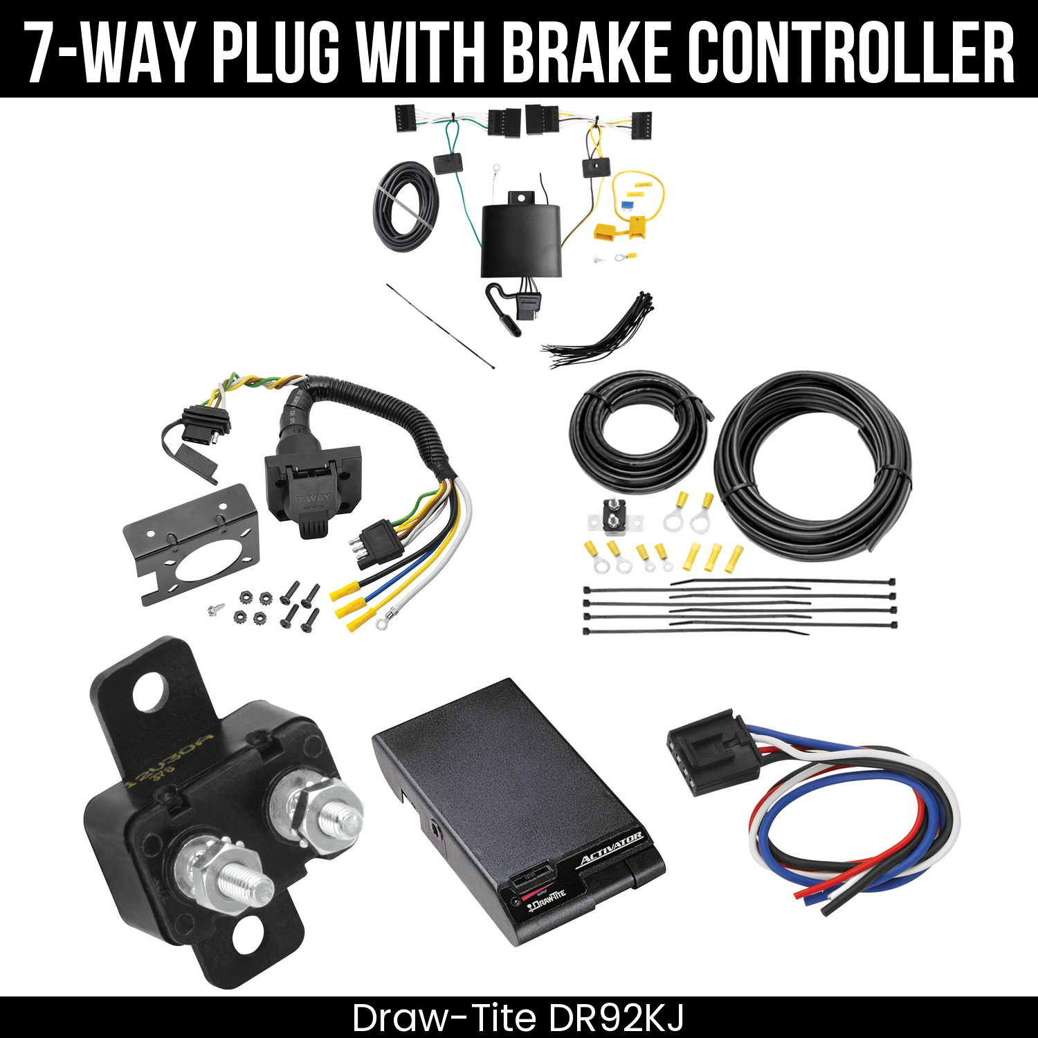 Trailer Wiring 7-Way Plug w/ Bracket , Draw-Tite Activator Brake Control