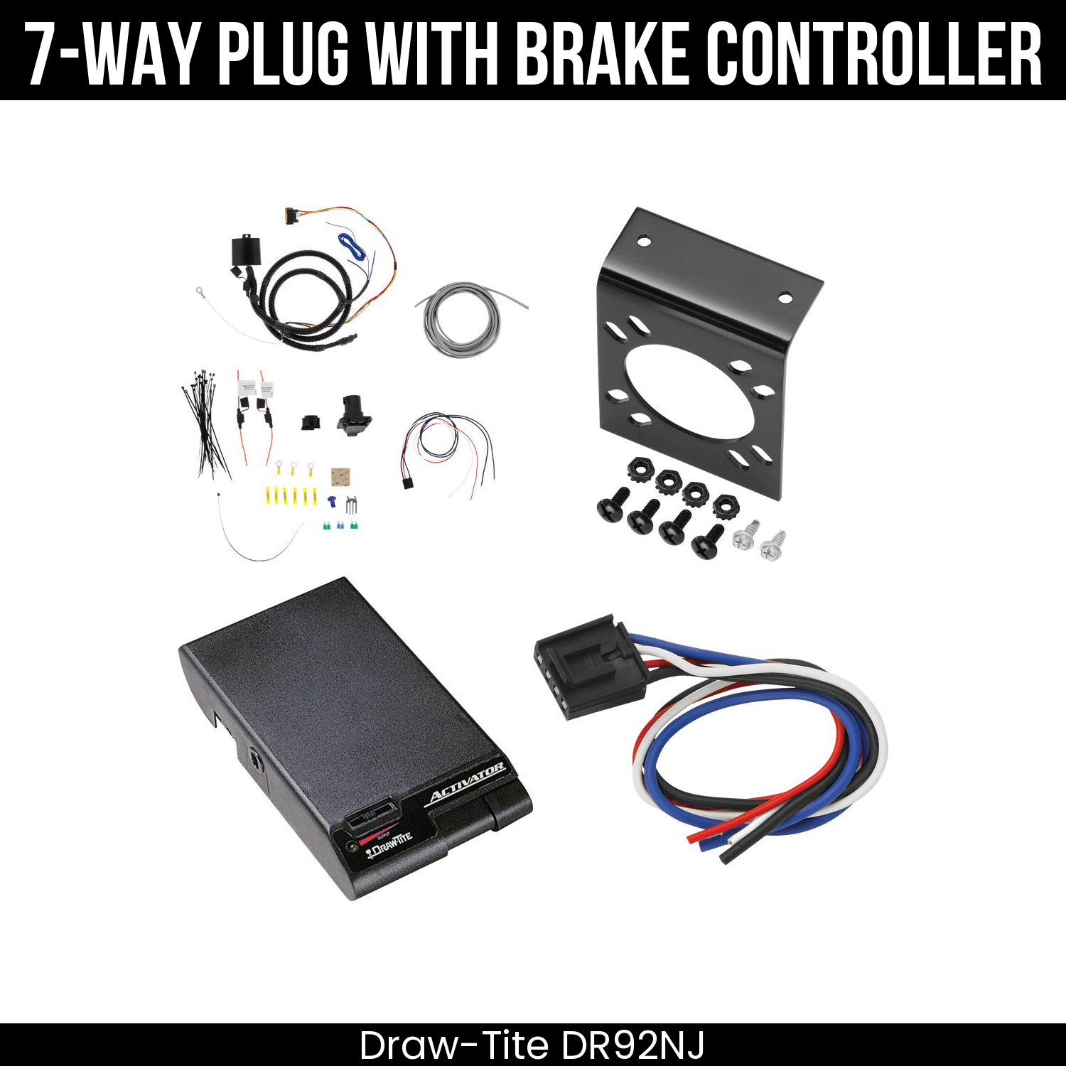 Trailer Wiring 7-Way Plug w/ Bracket , Draw-Tite Activator Brake Control