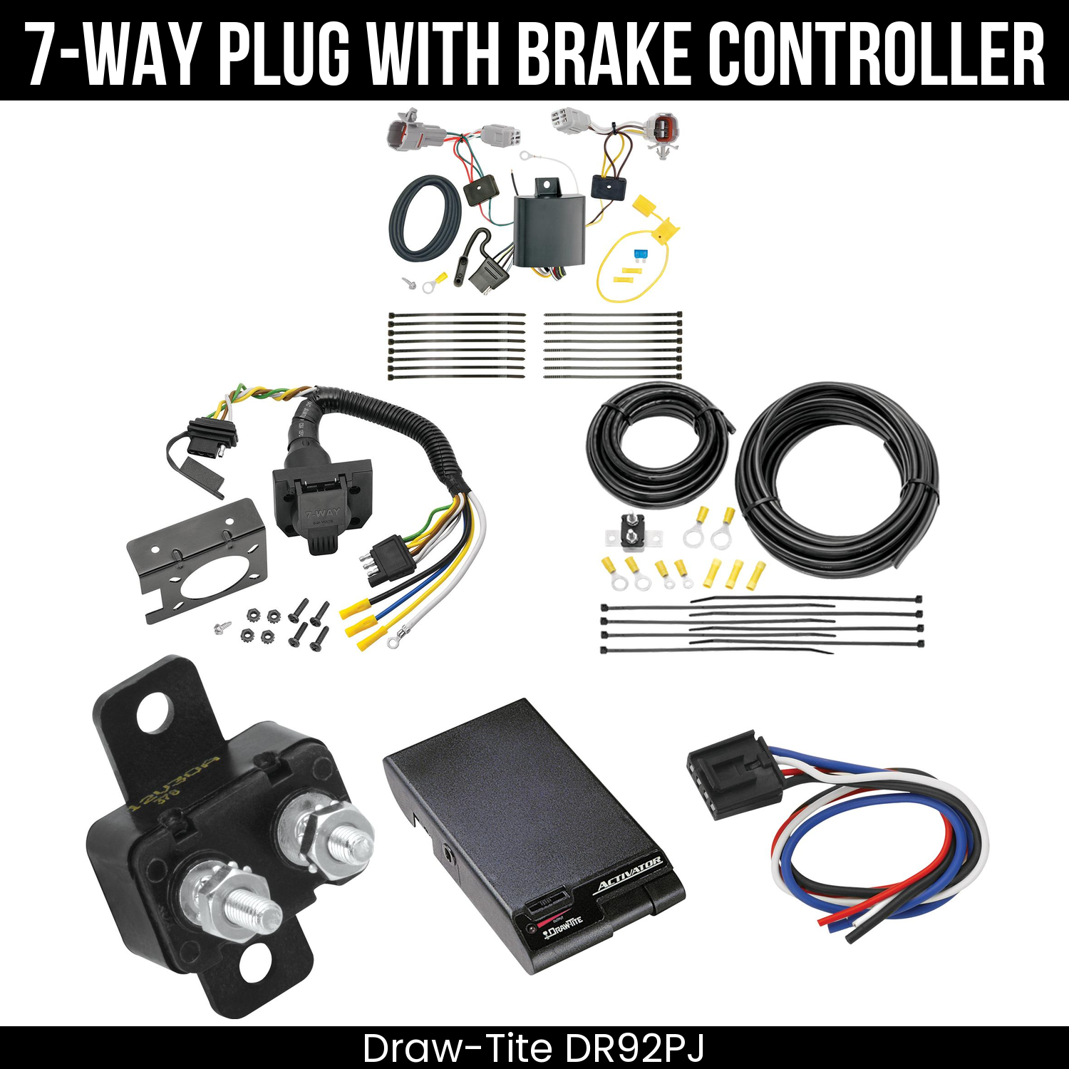 Trailer Wiring 7-Way Plug w/ Bracket , Draw-Tite Activator Brake Control