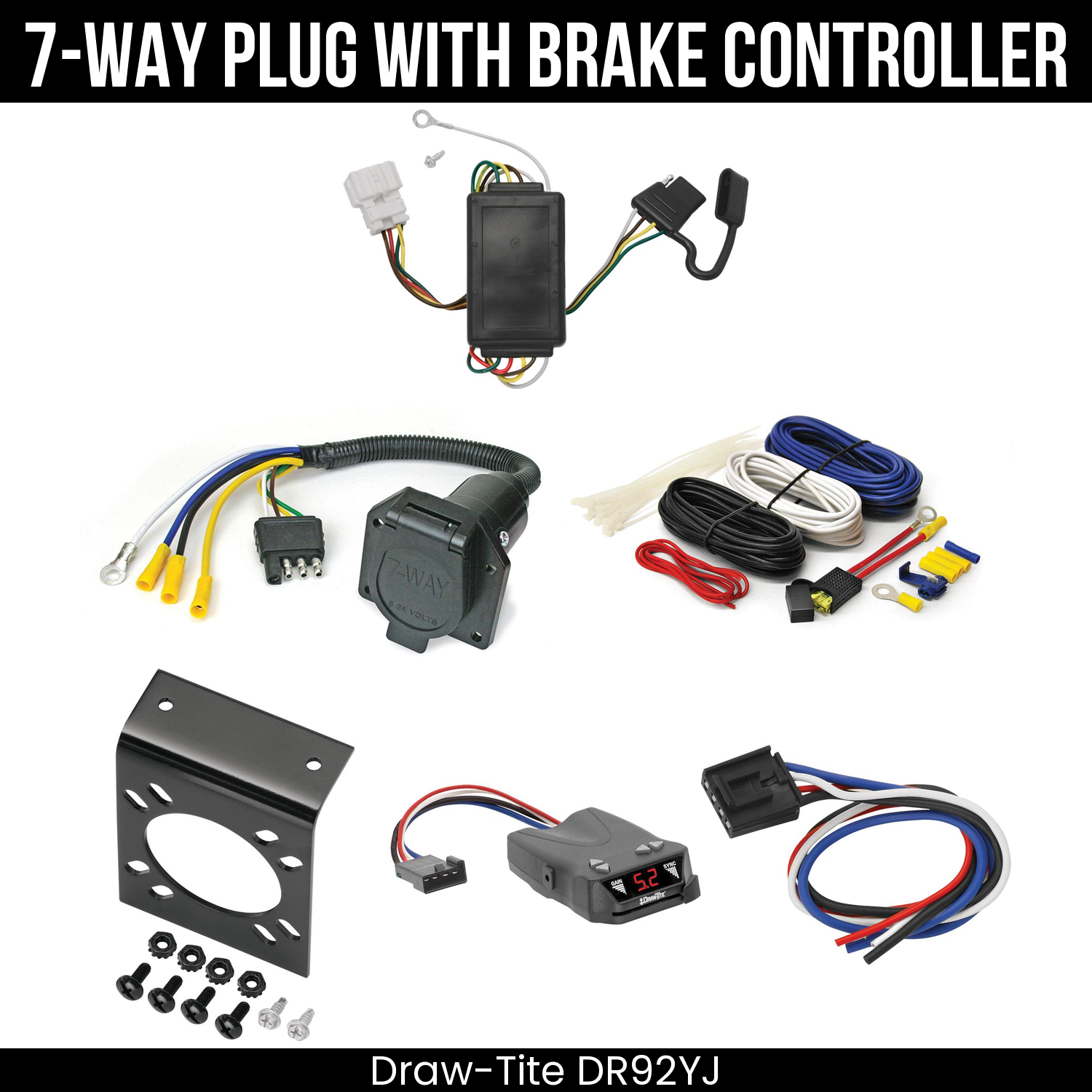Trailer Wiring 7-Way Economy Plug w/ Bracket , Draw-Tite Activator IV Brake Control