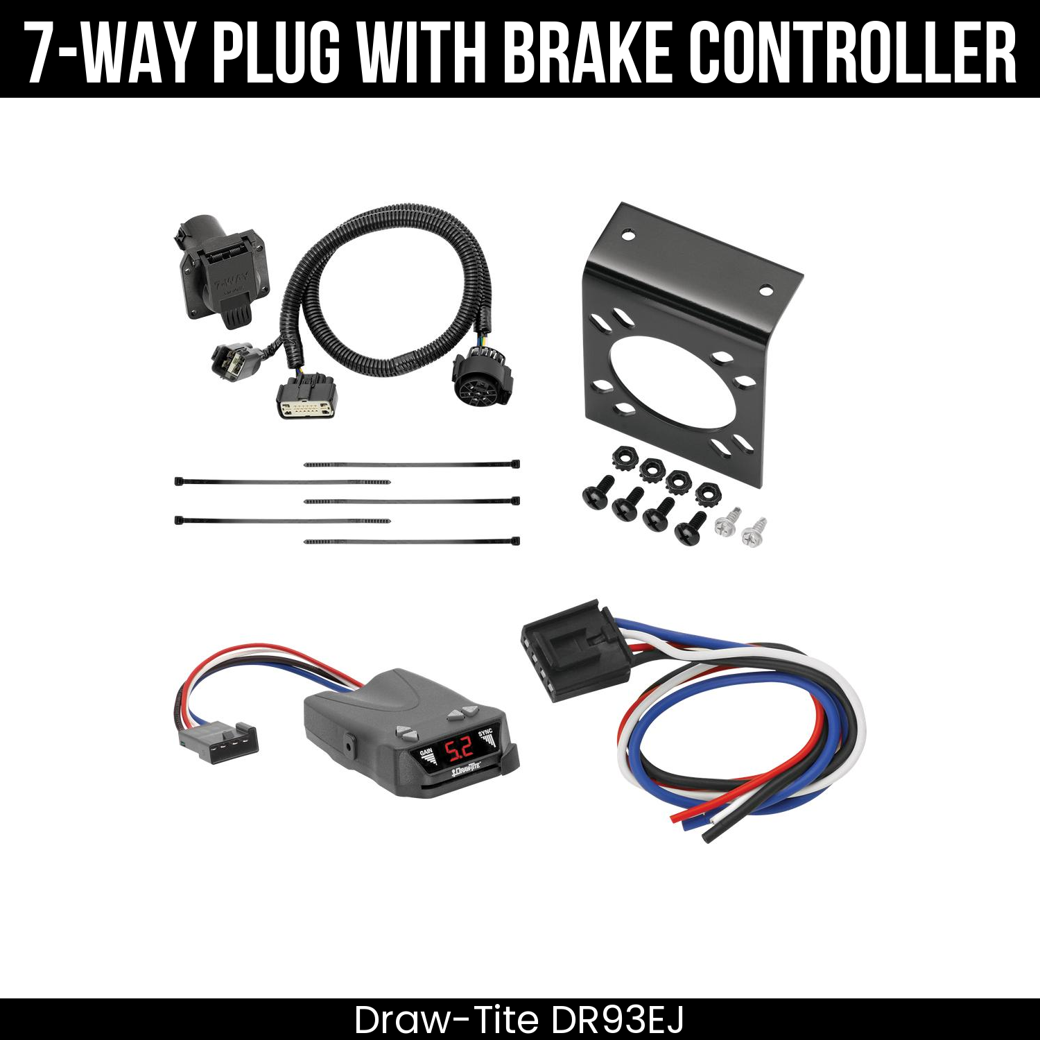 Trailer Wiring 7-Way Plug w/ Bracket , Draw-Tite Activator IV Brake Control