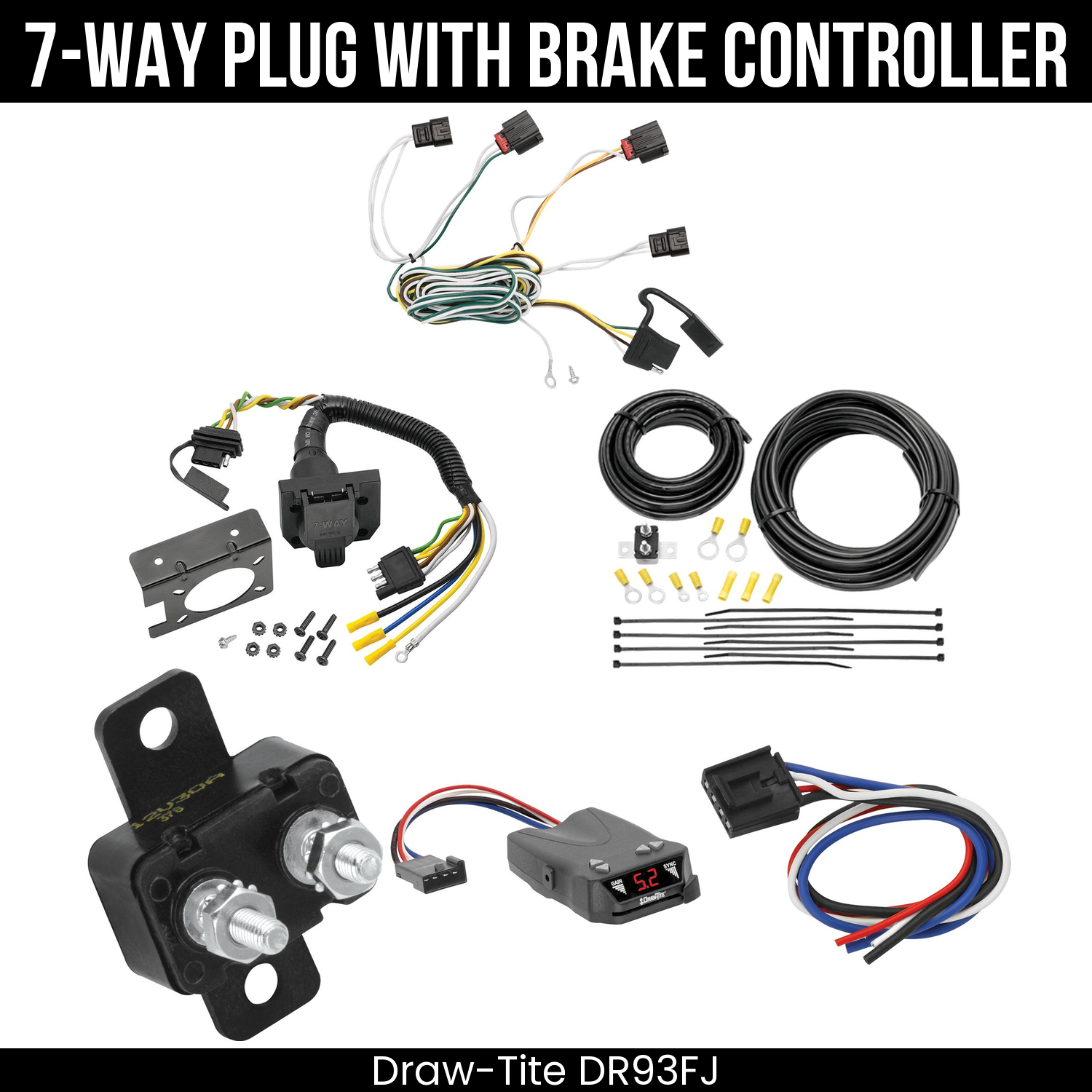 Trailer Wiring 7-Way Plug w/ Bracket , Draw-Tite Activator IV Brake Control