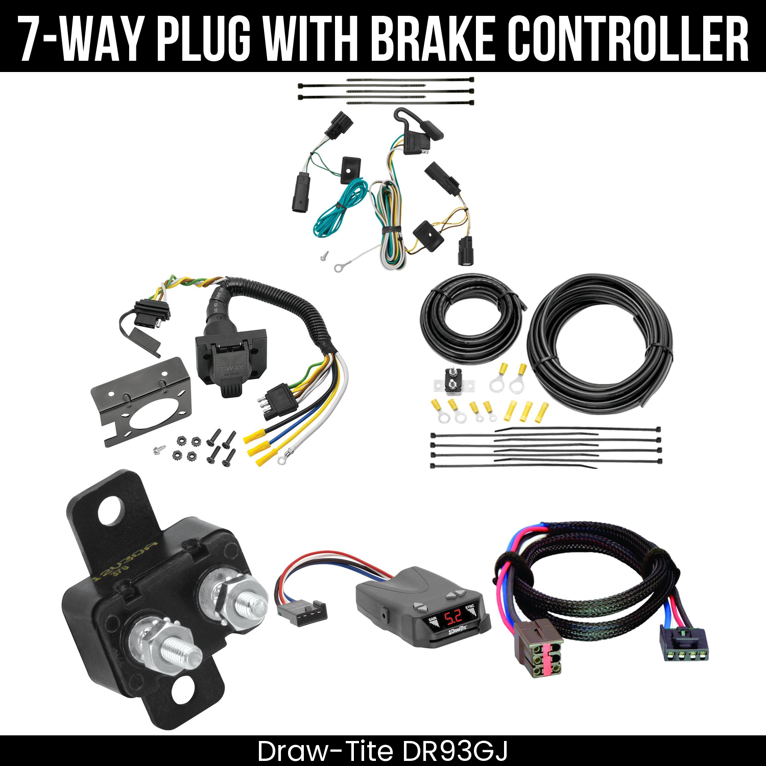 Trailer Wiring 7-Way Plug w/ Bracket , Draw-Tite Activator IV Brake Control