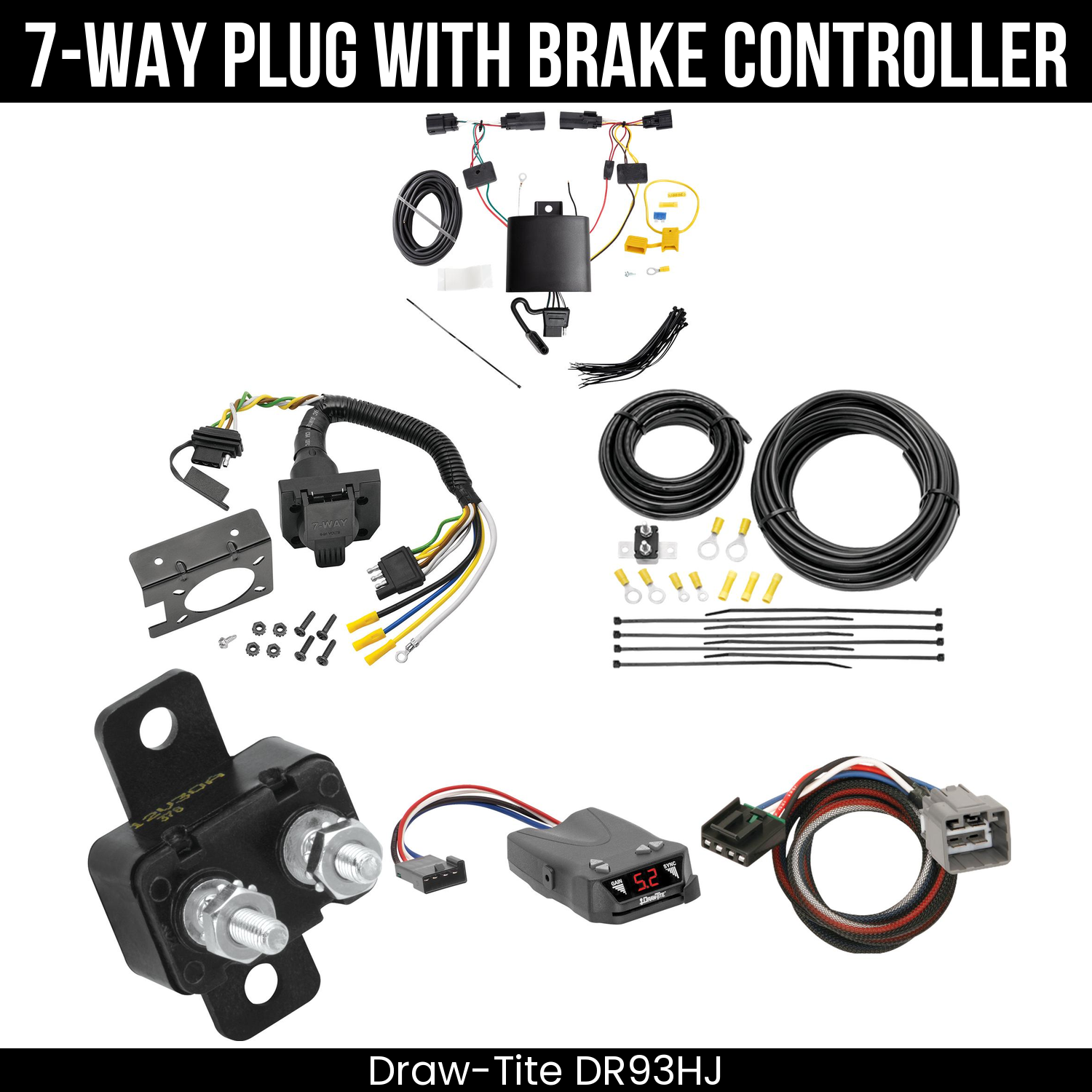 Trailer Wiring 7-Way Plug w/ Bracket , Draw-Tite Activator IV Brake Control