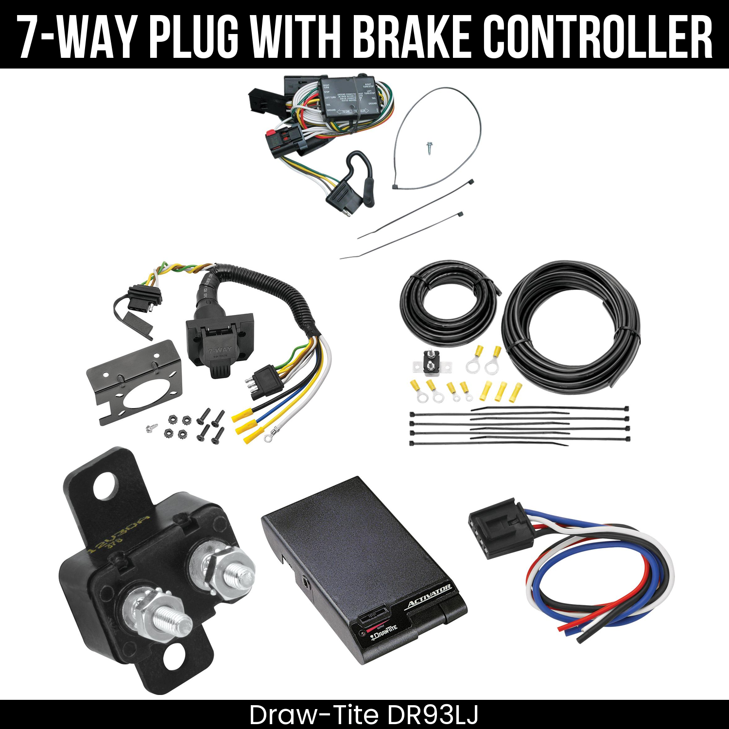 Trailer Wiring 7-Way Plug w/ Bracket , Draw-Tite Activator Brake Control
