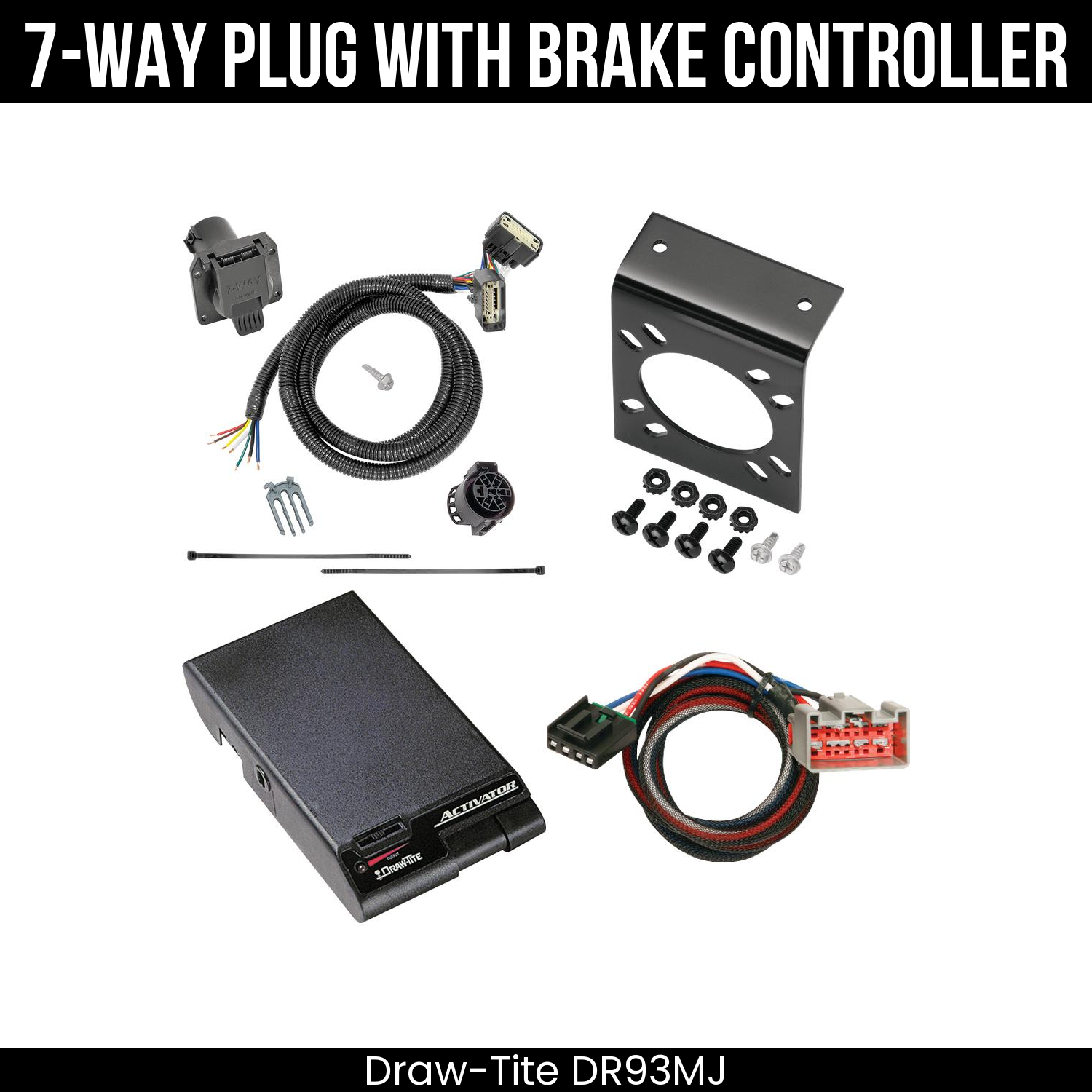 Trailer Wiring 7-Way Plug w/ Bracket , Draw-Tite Activator Brake Control