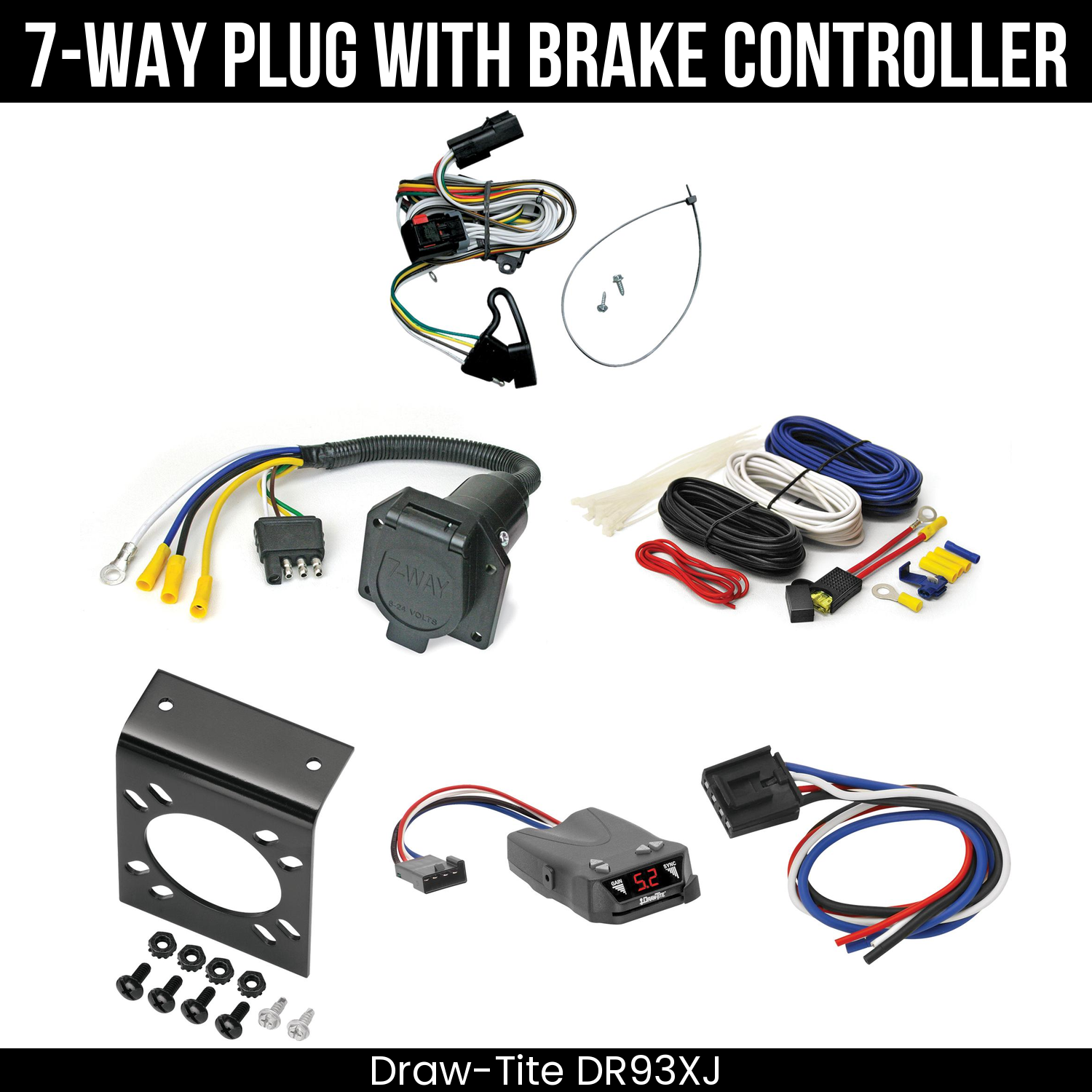 Trailer Wiring 7-Way Economy Plug w/ Bracket , Draw-Tite Activator IV Brake Control