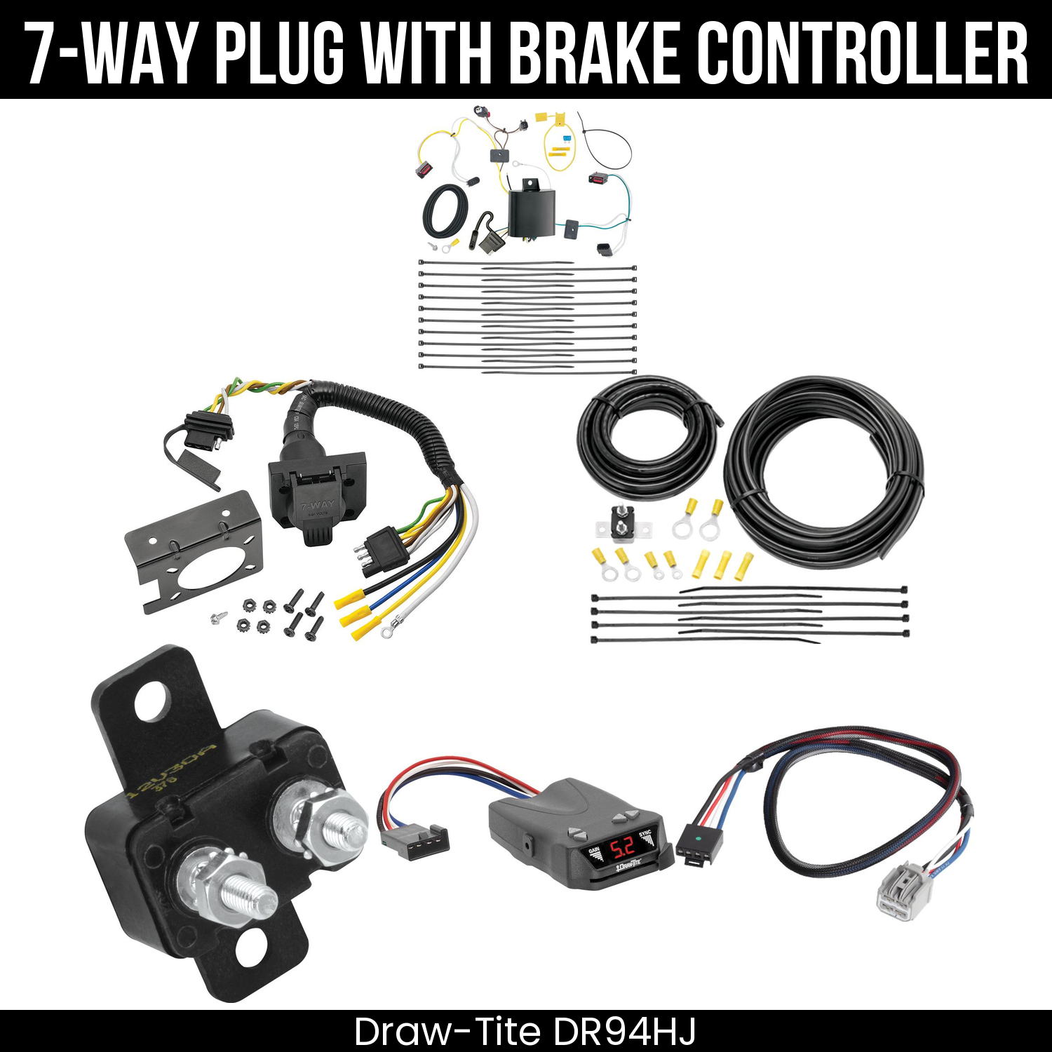 Trailer Wiring 7-Way Plug w/ Bracket , Draw-Tite Activator IV Brake Control