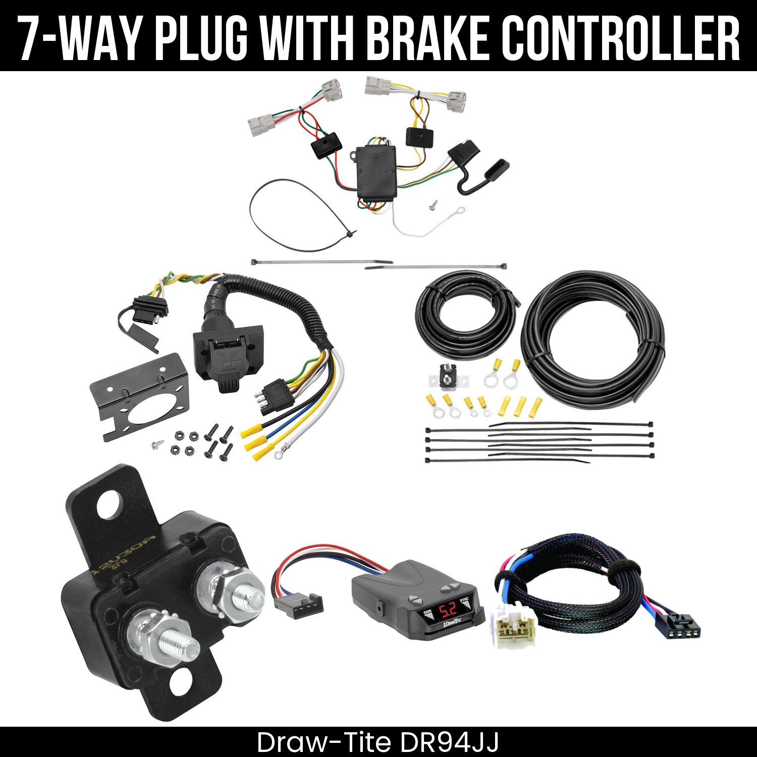 Trailer Wiring 7-Way Plug w/ Bracket , Draw-Tite Activator IV Brake Control