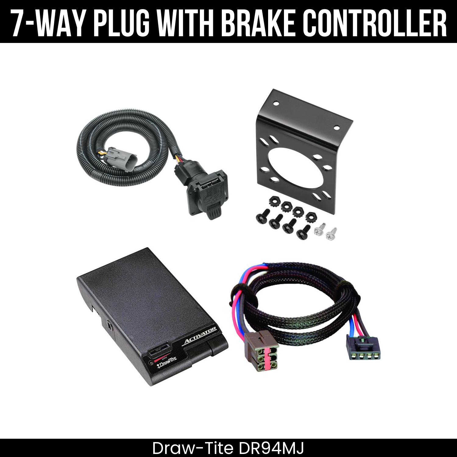 Trailer Wiring 7-Way Plug w/ Bracket , Draw-Tite Activator Brake Control