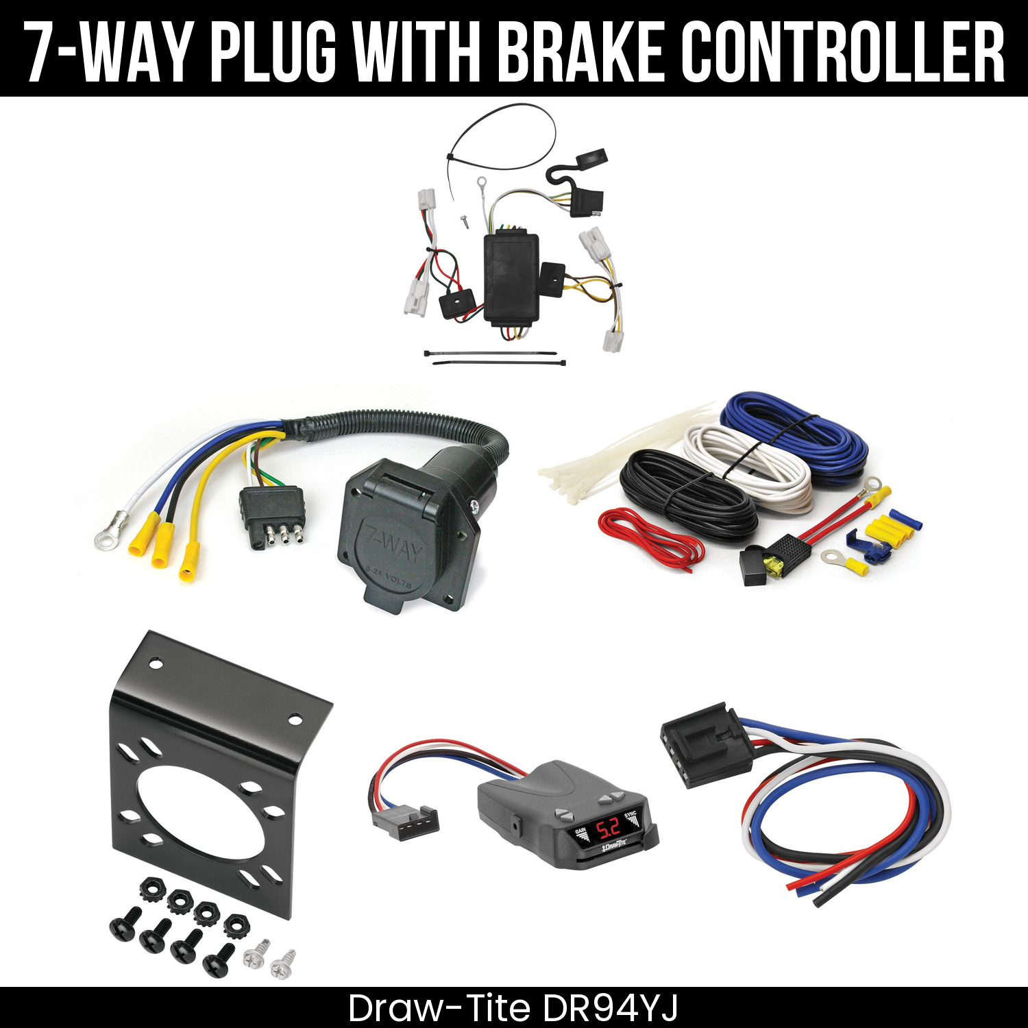 Trailer Wiring 7-Way Economy Plug w/ Bracket , Draw-Tite Activator IV Brake Control