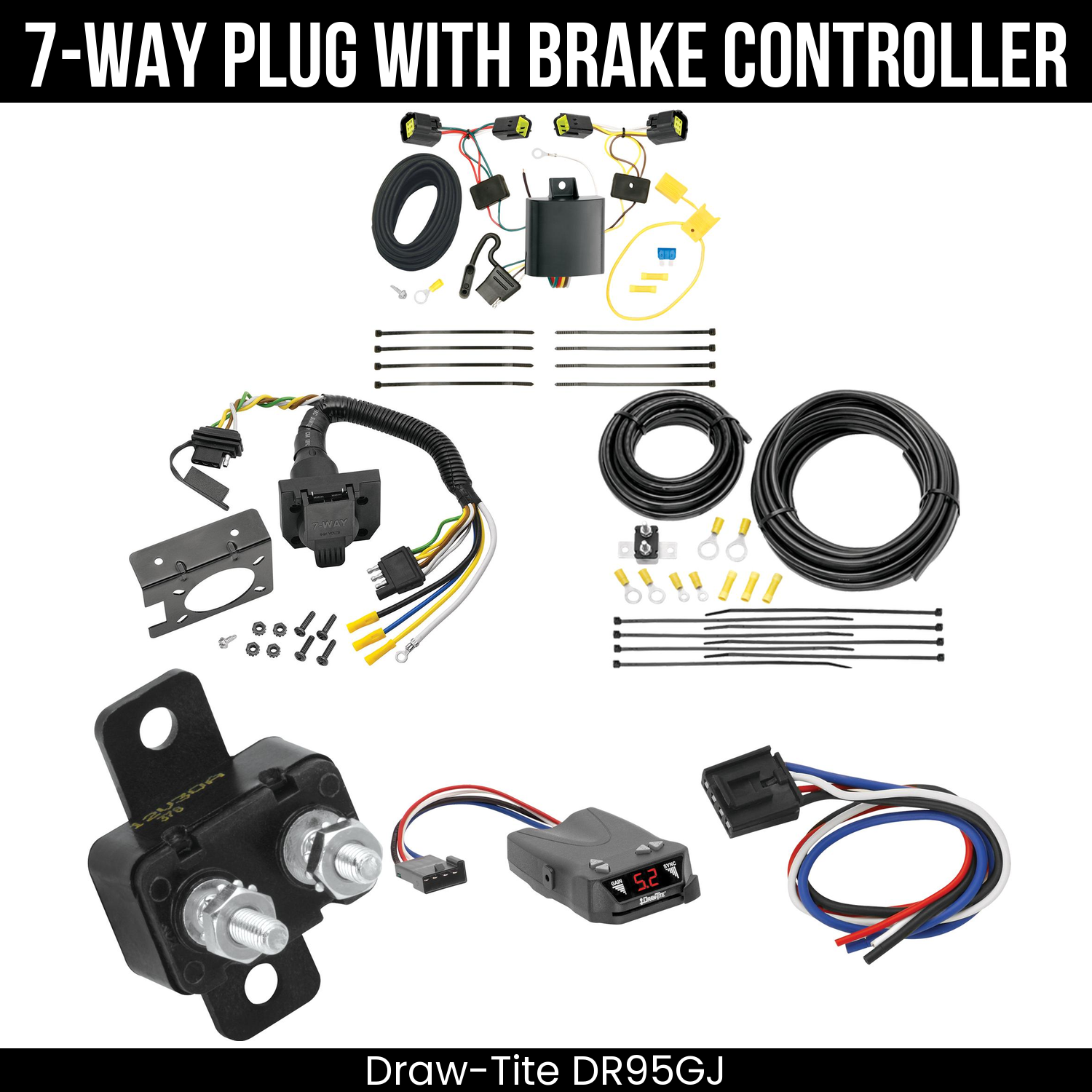 Trailer Wiring 7-Way Plug w/ Bracket , Draw-Tite Activator IV Brake Control