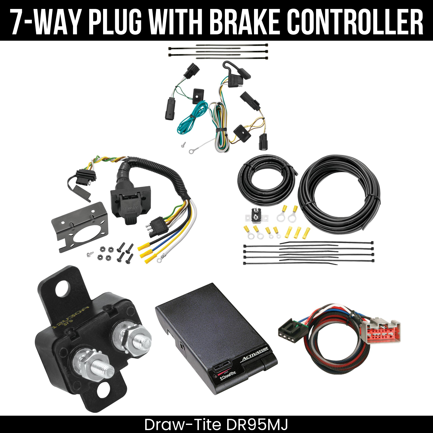 Trailer Wiring 7-Way Plug w/ Bracket , Draw-Tite Activator Brake Control