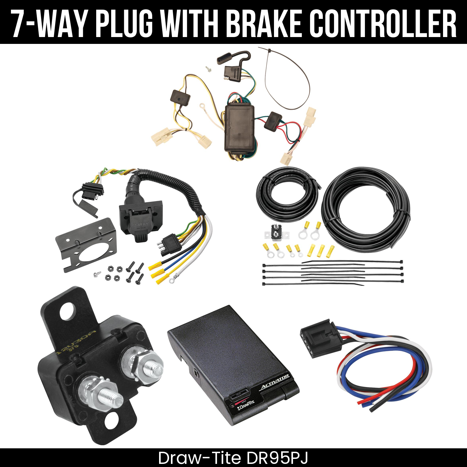 Trailer Wiring 7-Way Plug w/ Bracket , Draw-Tite Activator Brake Control