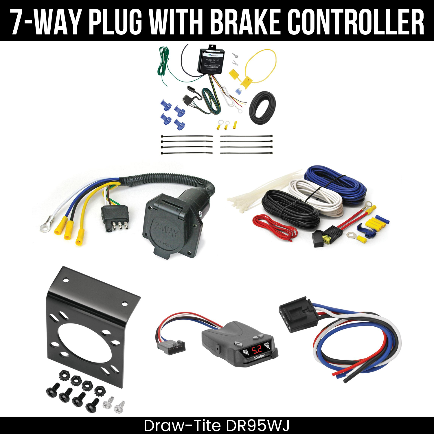 Trailer Wiring 7-Way Economy Plug w/ Bracket , Draw-Tite Activator IV Brake Control