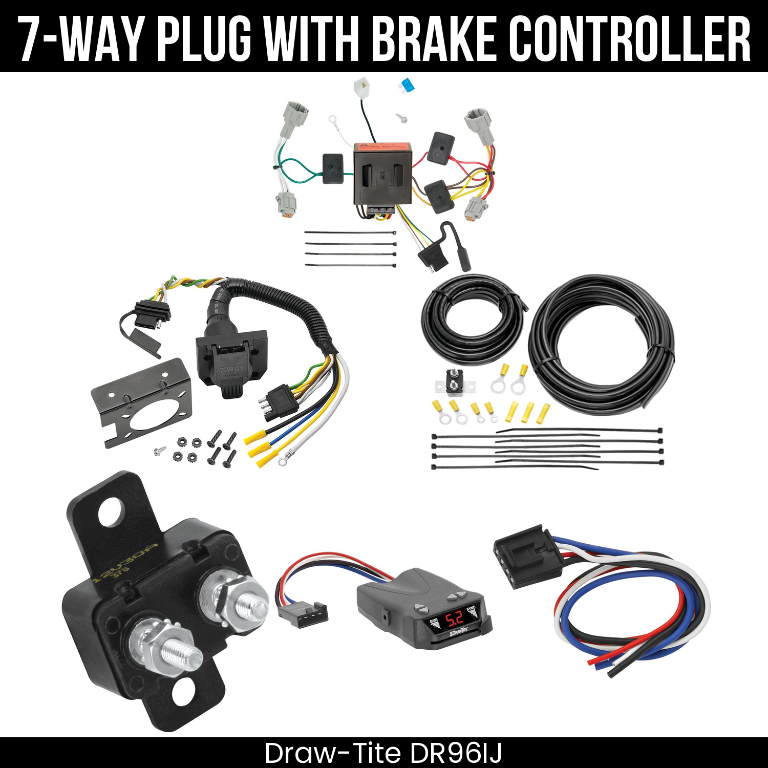Trailer Wiring 7-Way Plug w/ Bracket , Draw-Tite Activator IV Brake Control