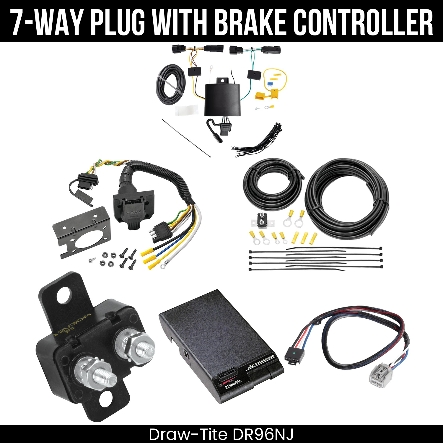 Trailer Wiring 7-Way Plug w/ Bracket , Draw-Tite Activator Brake Control