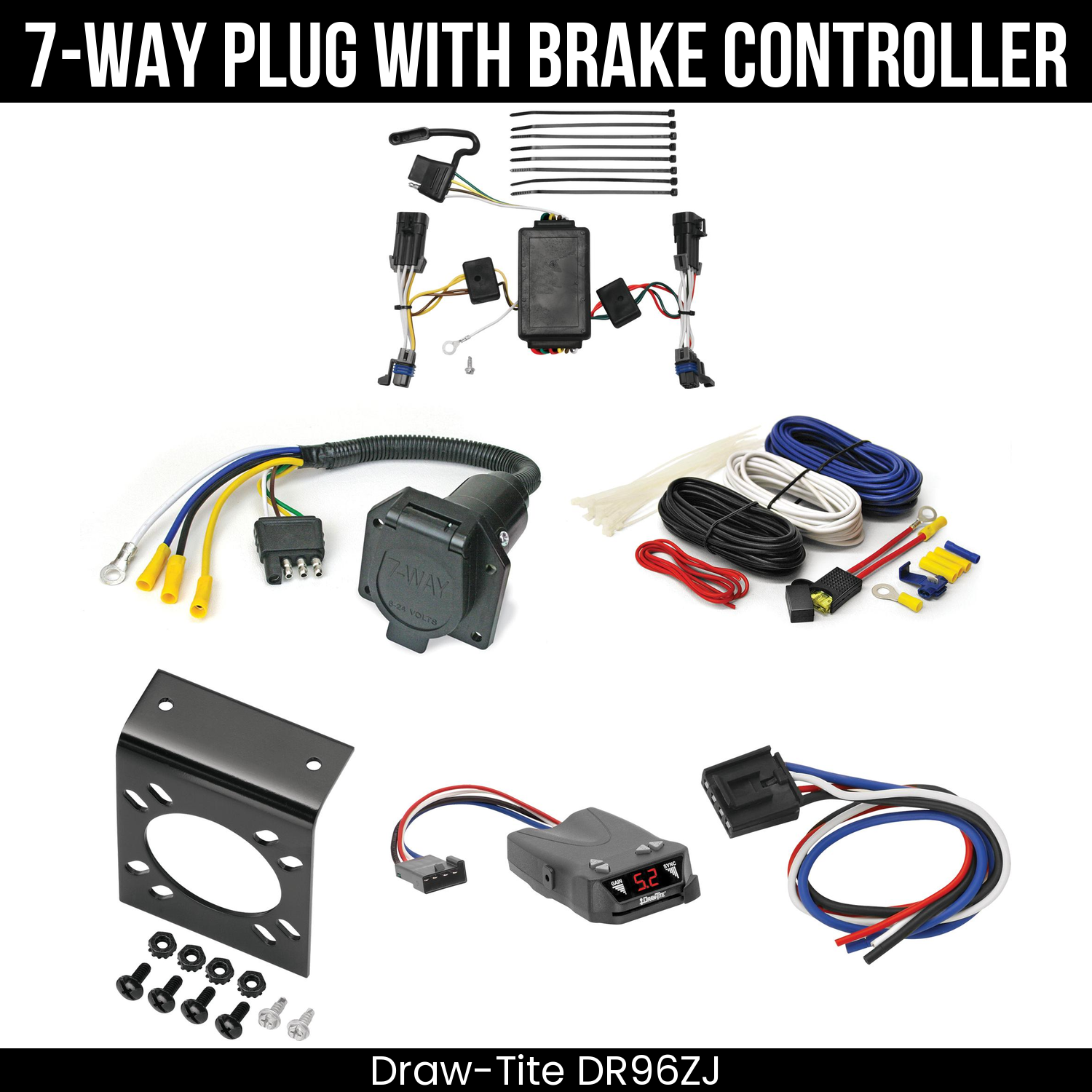 Trailer Wiring 7-Way Economy Plug w/ Bracket , Draw-Tite Activator IV Brake Control