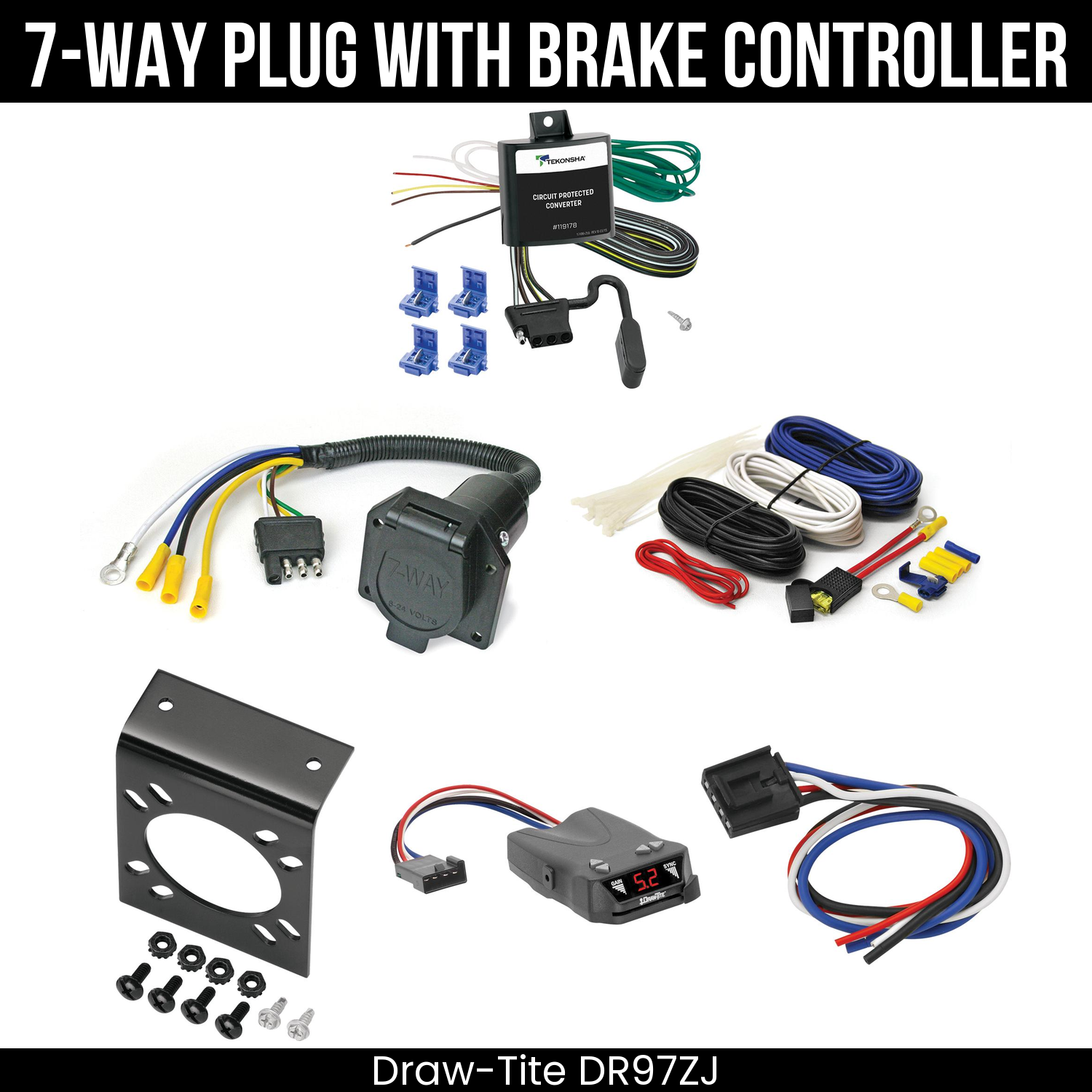 Trailer Wiring 7-Way Economy Plug w/ Bracket , Draw-Tite Activator IV Brake Control