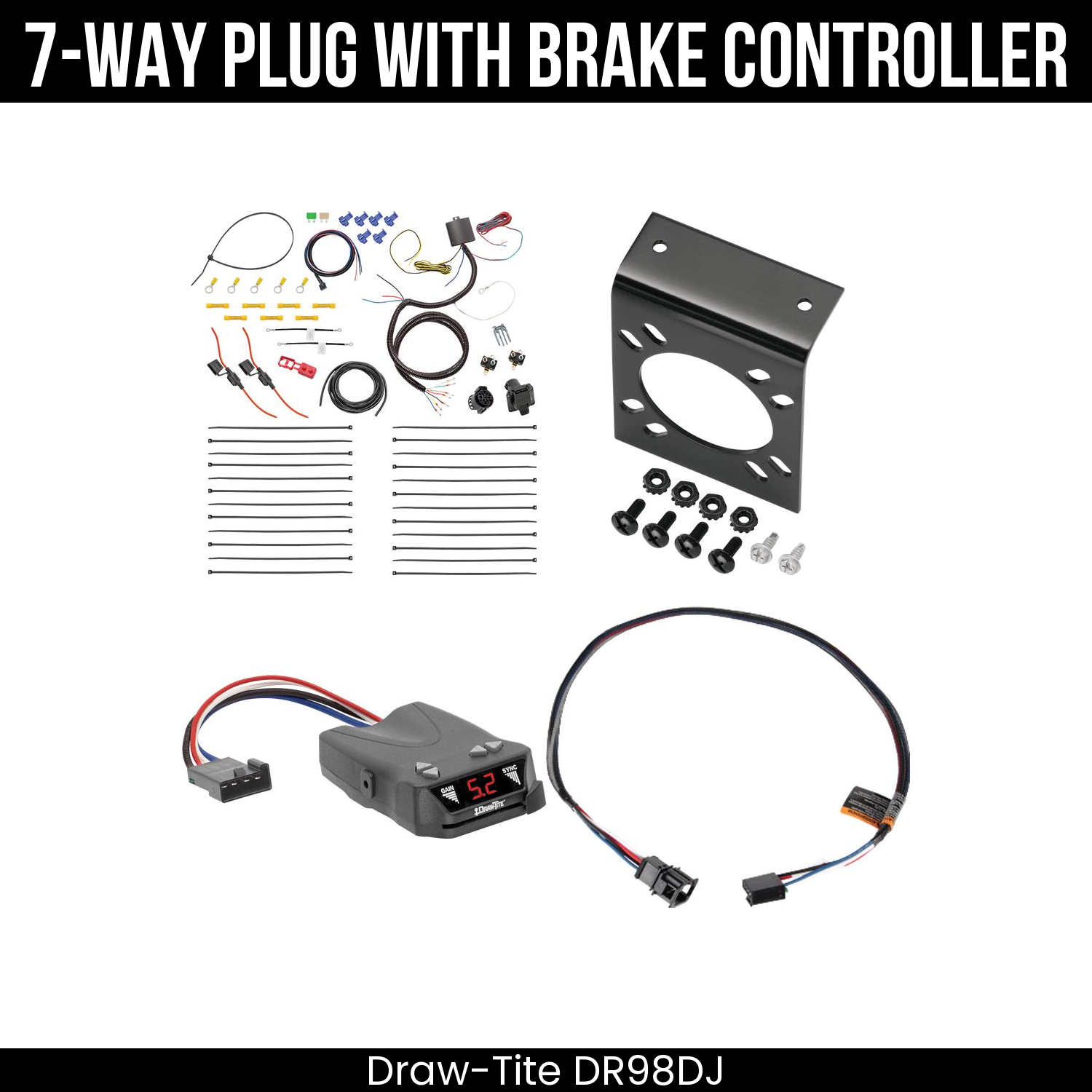 Trailer Wiring 7-Way Plug w/ Bracket , Draw-Tite Activator IV Brake Control
