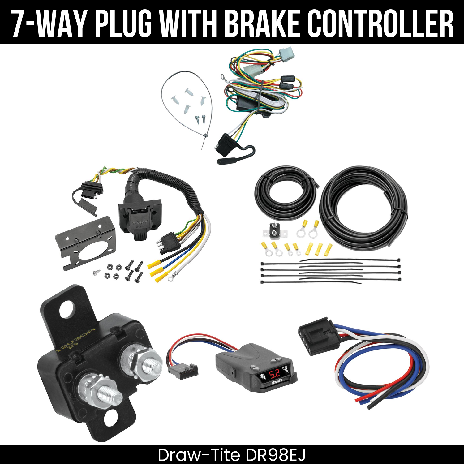 Trailer Wiring 7-Way Plug w/ Bracket , Draw-Tite Activator IV Brake Control