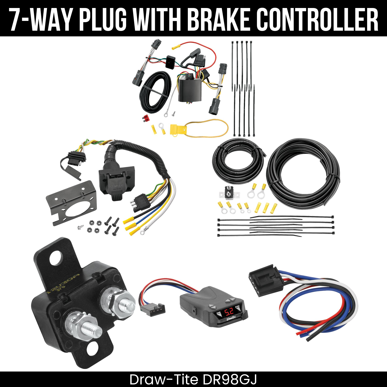 Trailer Wiring 7-Way Plug w/ Bracket , Draw-Tite Activator IV Brake Control