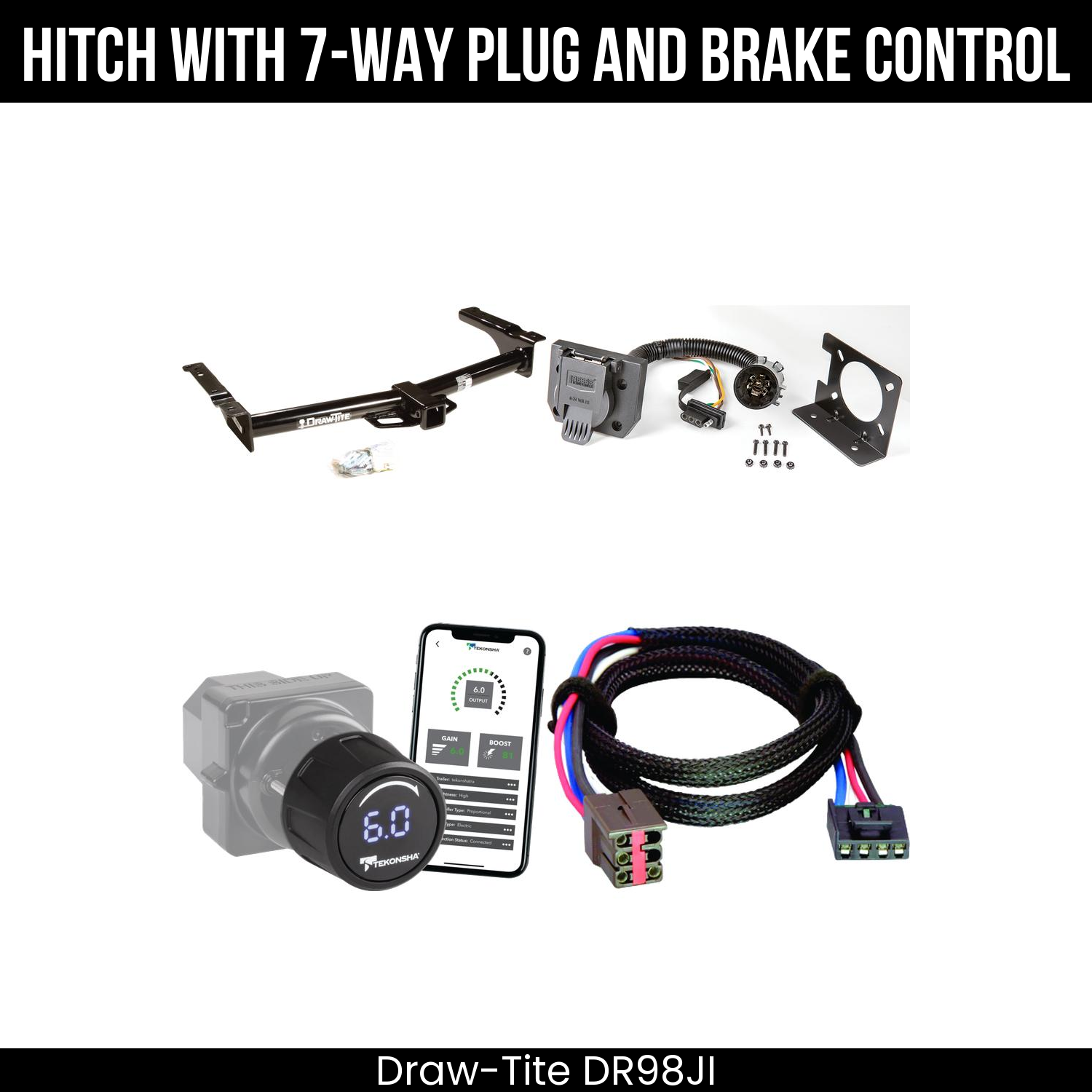 Draw Tite DR98JI Hitch With 7 Way Plug And Brake Control Bundle Featureimg