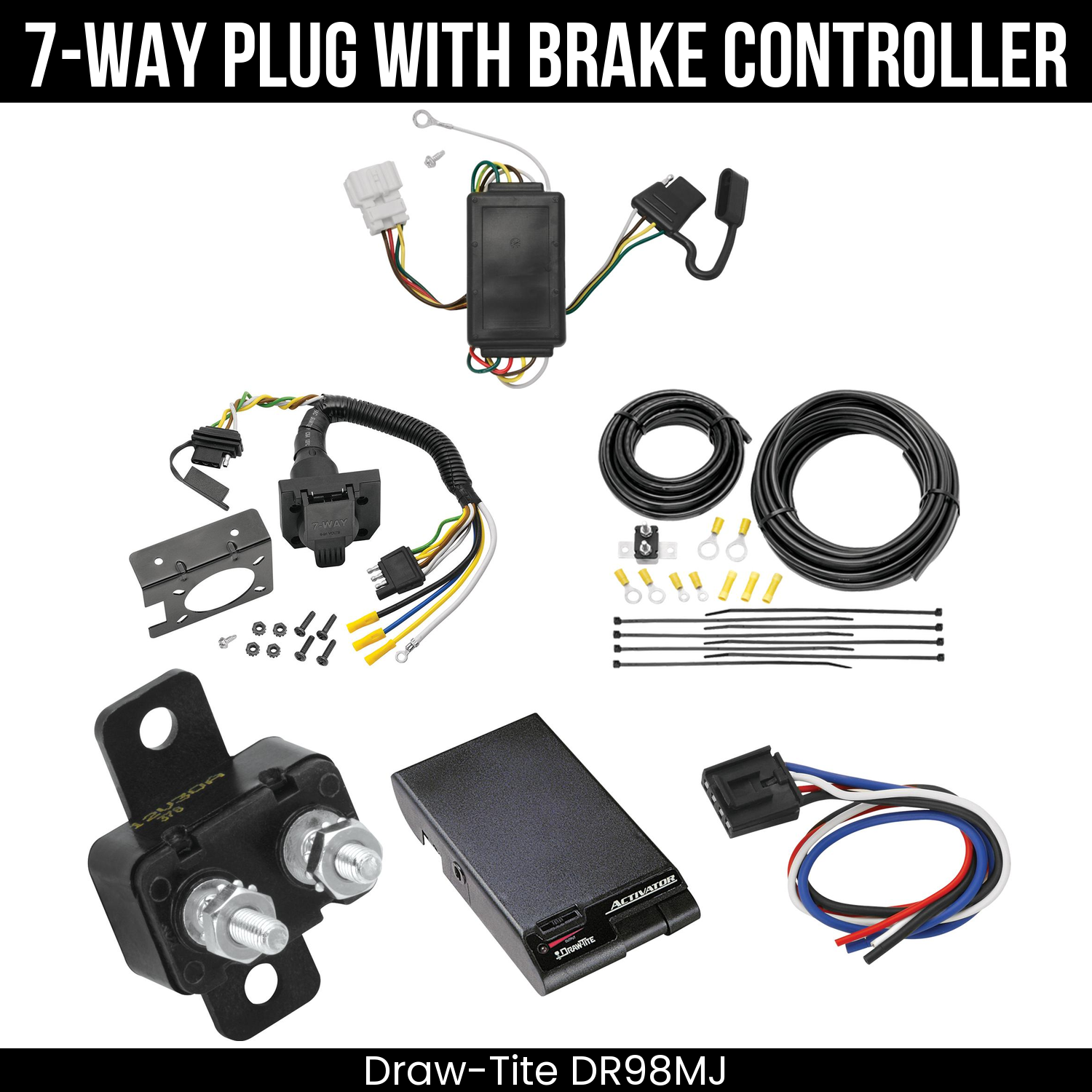 Trailer Wiring 7-Way Plug w/ Bracket , Draw-Tite Activator Brake Control