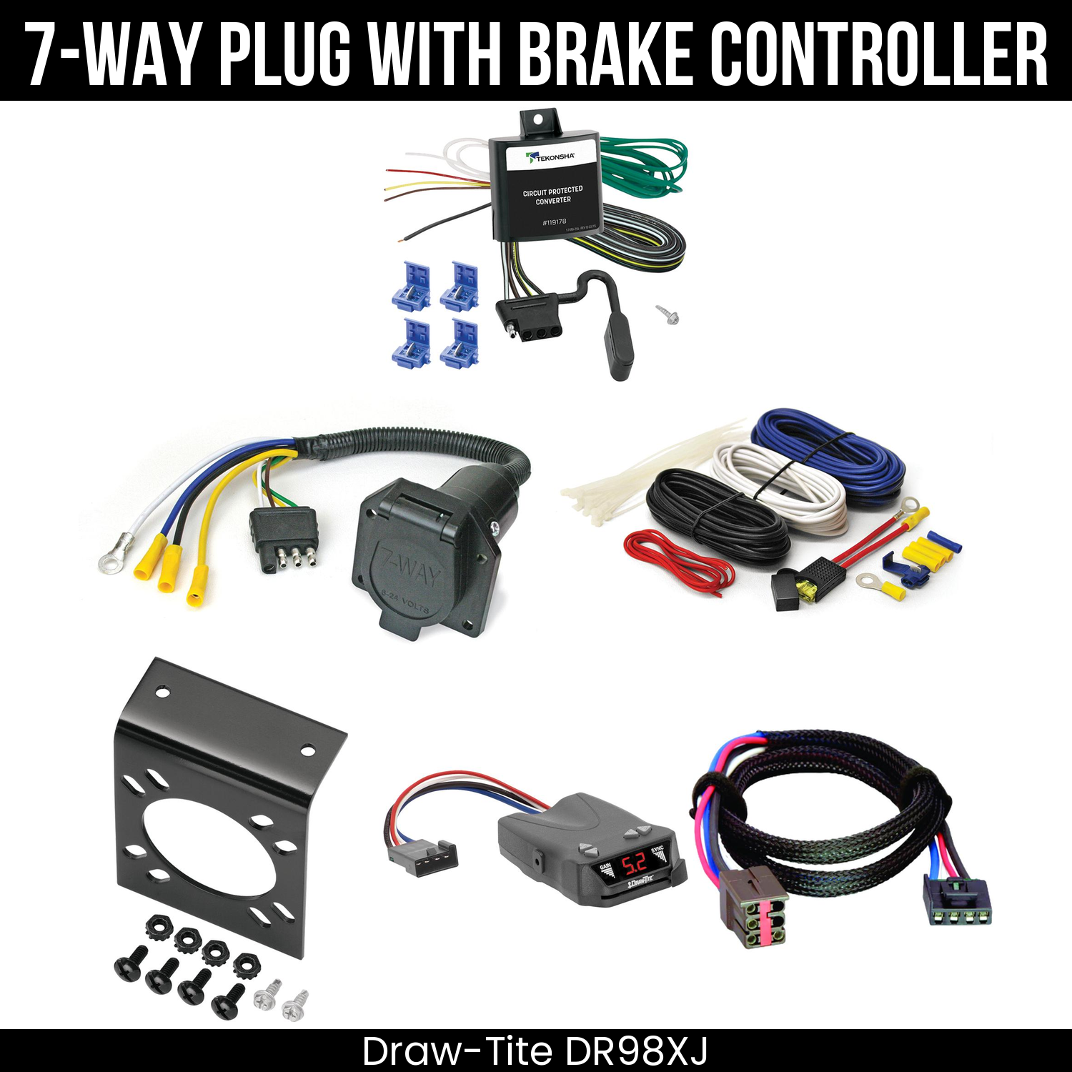 Draw Tite DR98XJ 7 Way Plug With Brake Controller Bundle Featureimg