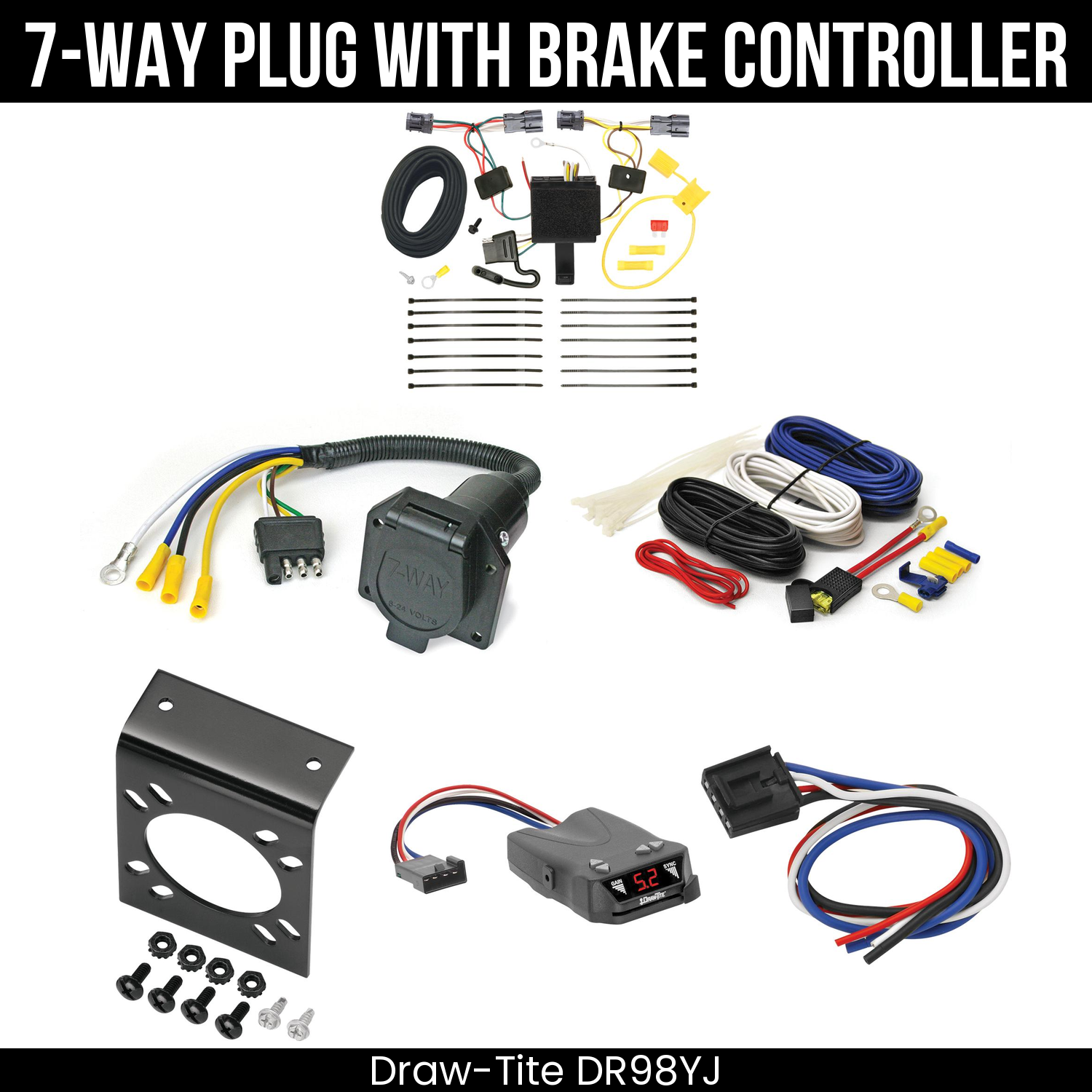 Trailer Wiring 7-Way Economy Plug w/ Bracket , Draw-Tite Activator IV Brake Control