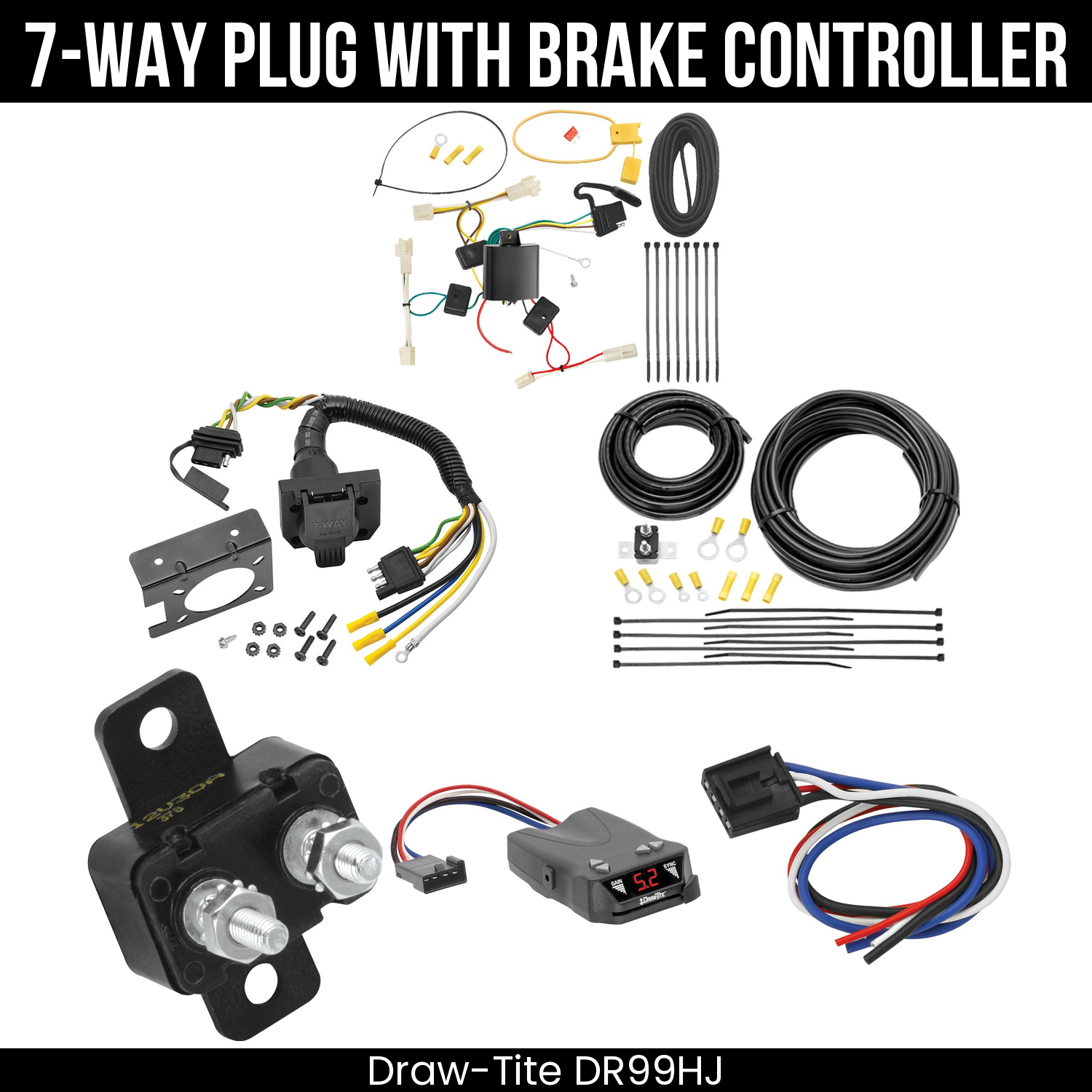 Trailer Wiring 7-Way Plug w/ Bracket , Draw-Tite Activator IV Brake Control