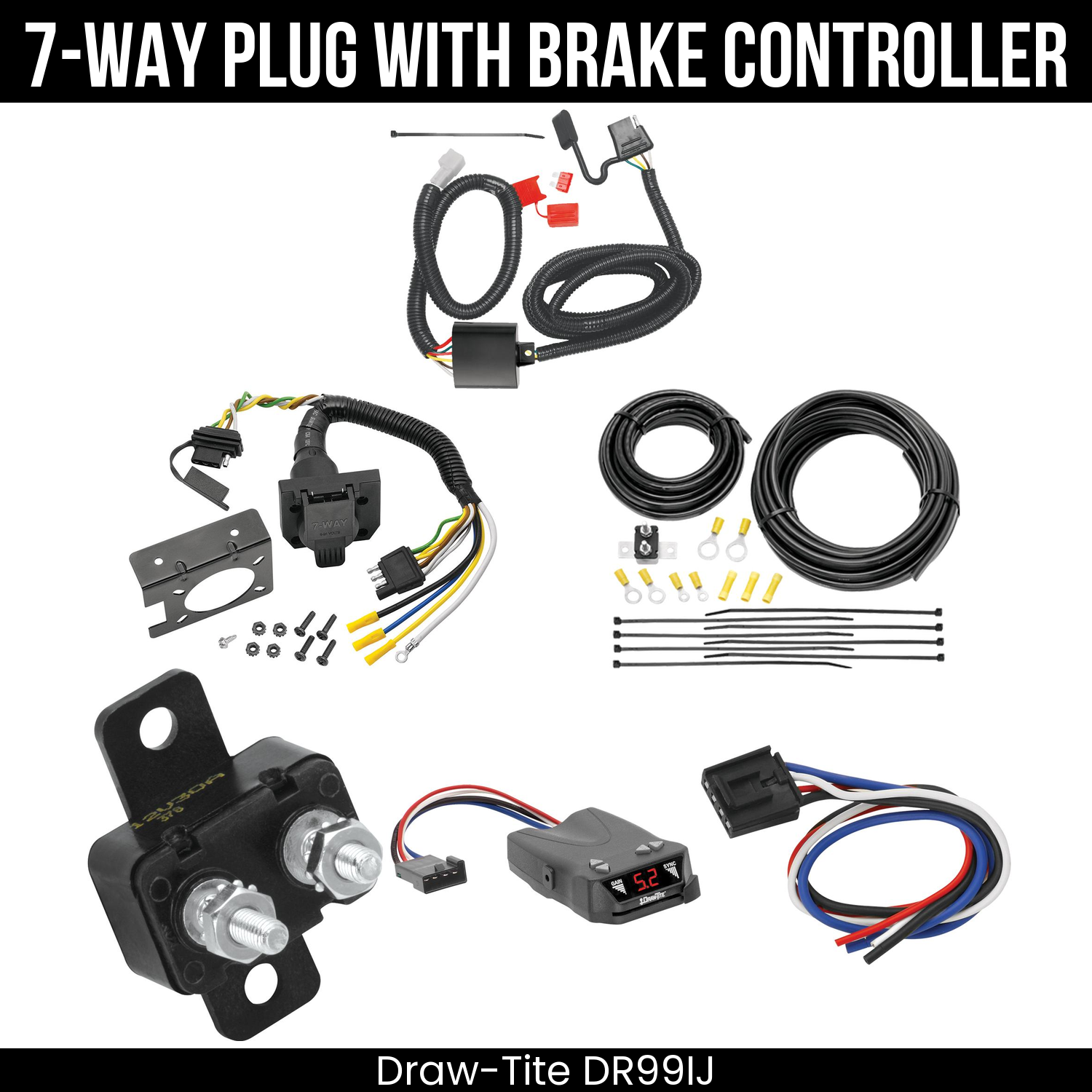 Trailer Wiring 7-Way Plug w/ Bracket , Draw-Tite Activator IV Brake Control