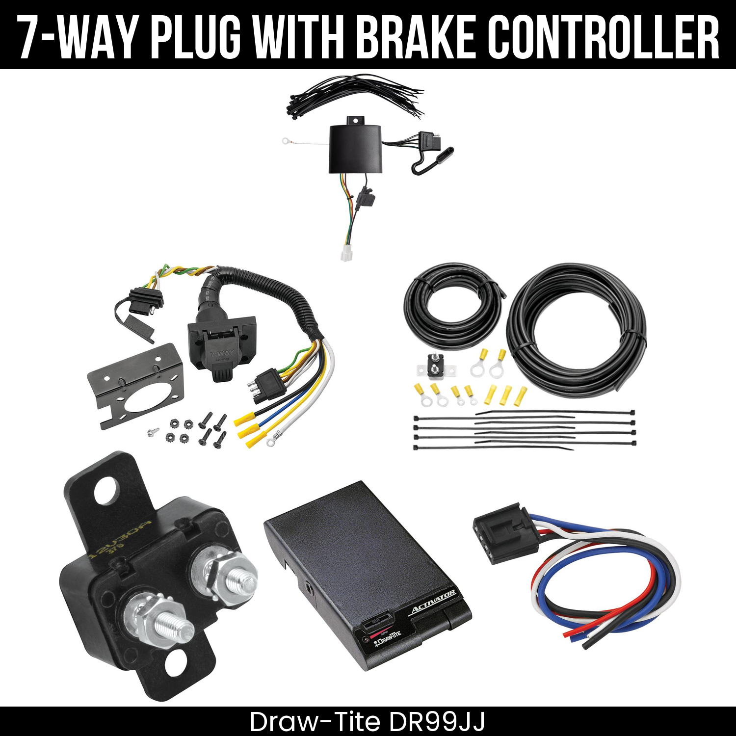 Trailer Wiring 7-Way Plug w/ Bracket , Draw-Tite Activator Brake Control
