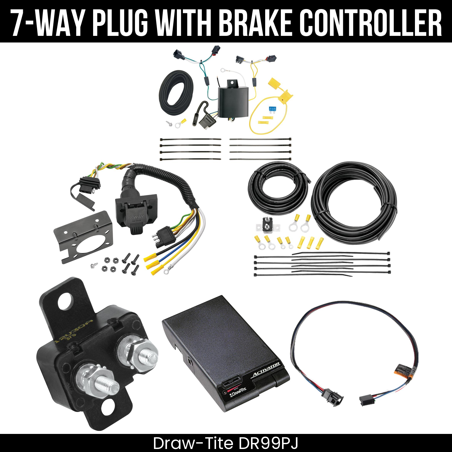 Trailer Wiring 7-Way Plug w/ Bracket , Draw-Tite Activator Brake Control