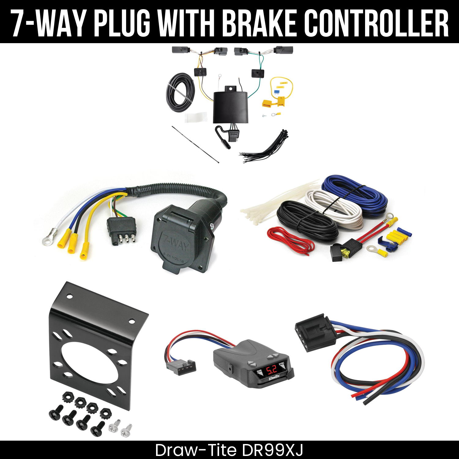 Trailer Wiring 7-Way Economy Plug w/ Bracket , Draw-Tite Activator IV Brake Control