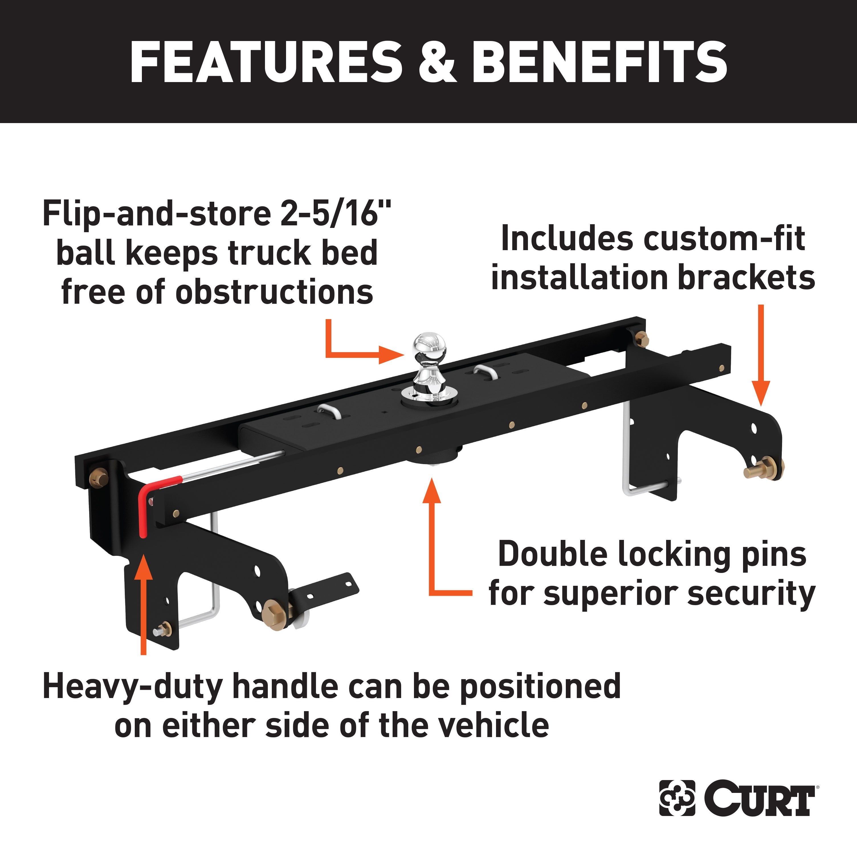 Double Lock Gooseneck Hitch,Under-Bed Gooseneck Install Brackets