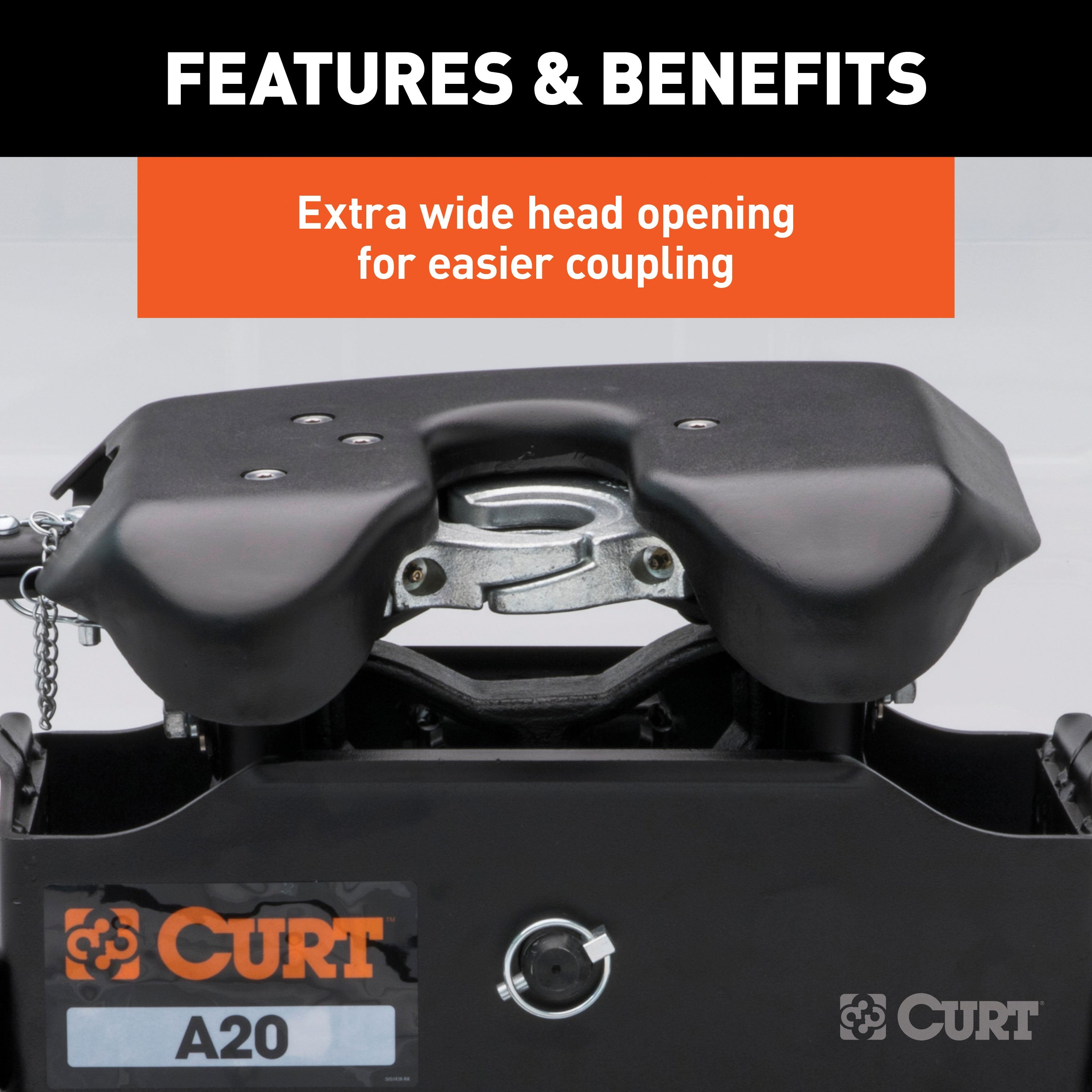 Curt A20 Dual Jaw Sliding 5th Wheel Trailer Hitch for 2011-2025 Ford F250 F350 with 6-3/4' Bed - For Short Beds (20K Towing Capacity) CU23CA