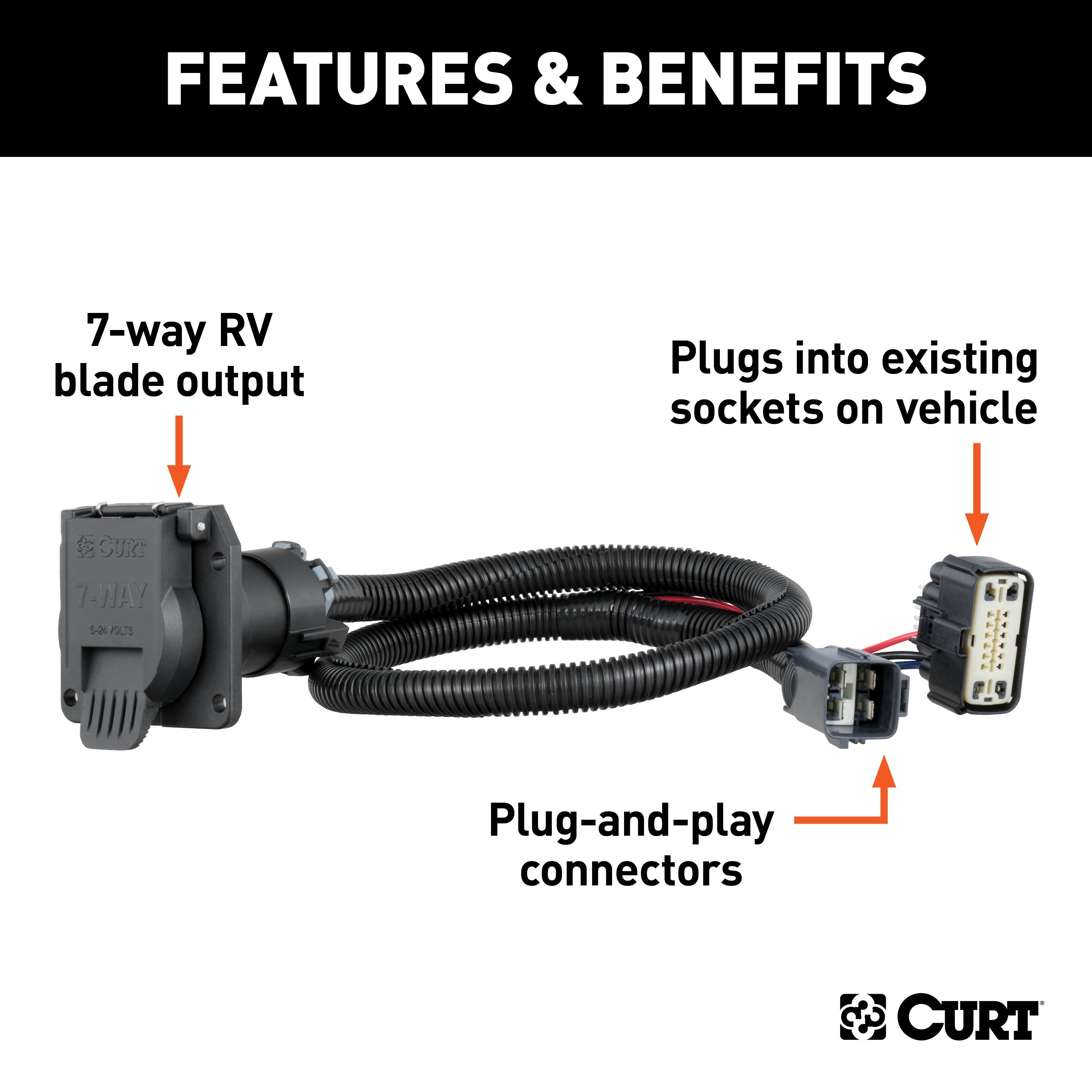 Trailer Wiring 7-Way Plug w/ Bracket