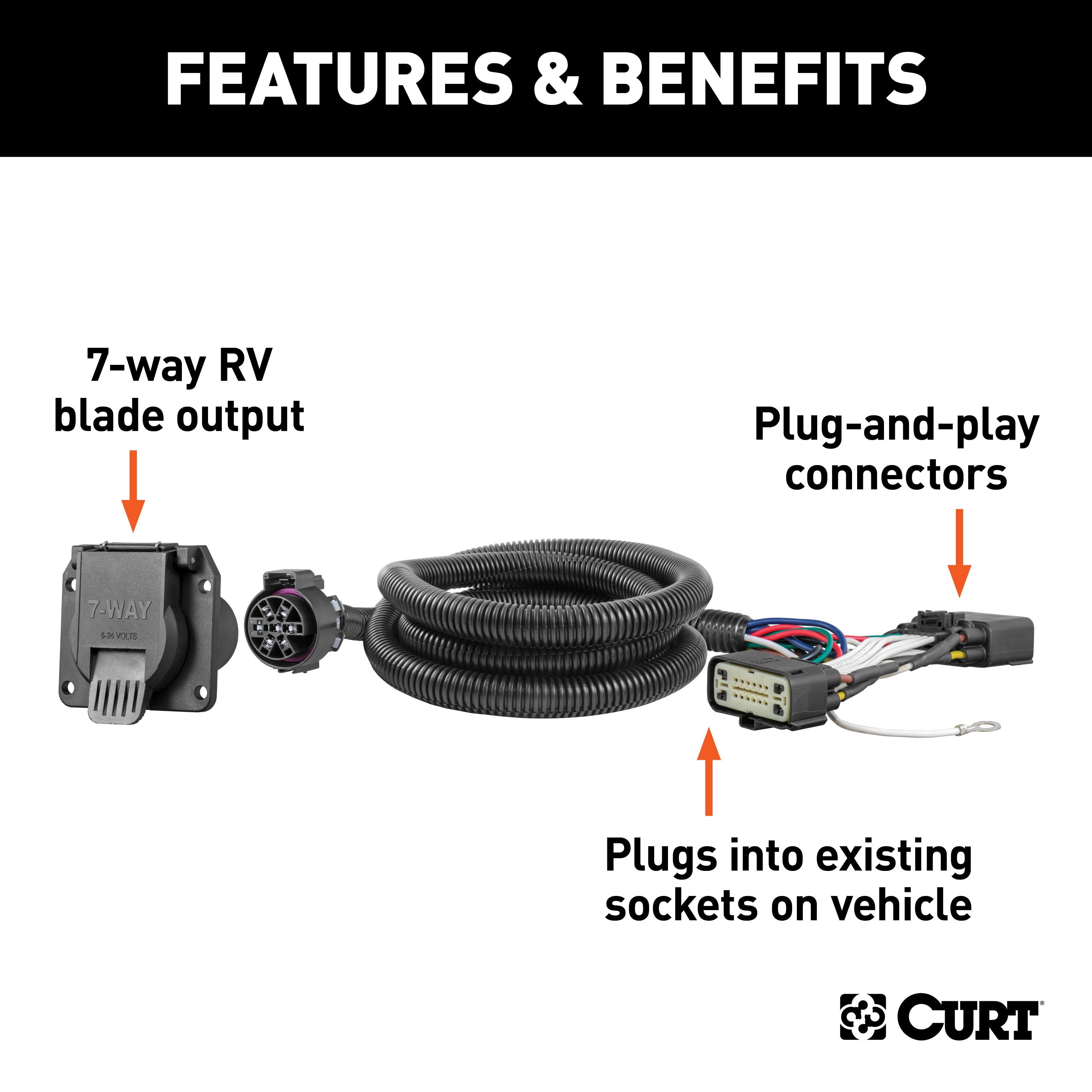 Trailer Wiring 7-Way Plug w/ Bracket