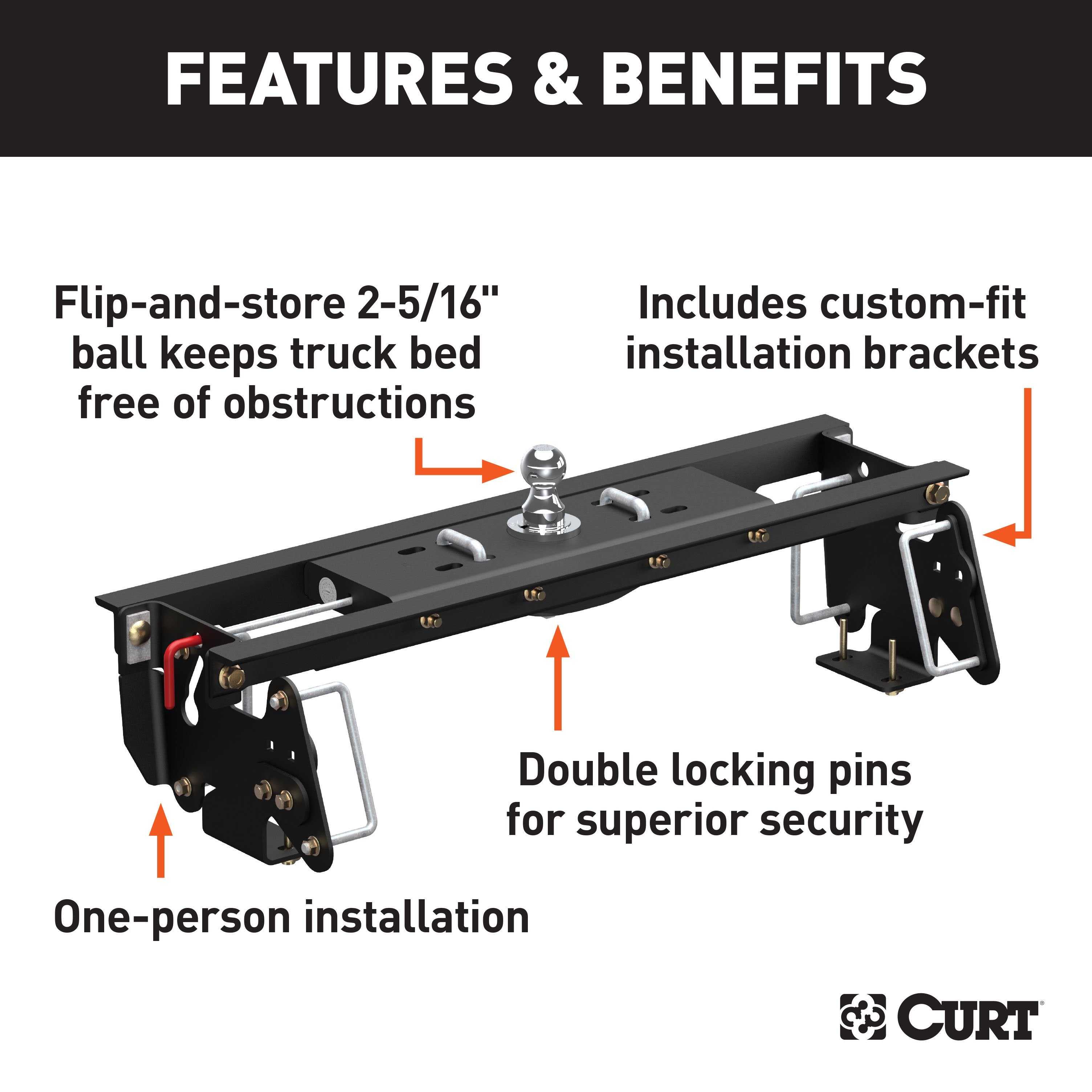 Double Lock EZr Gooseneck Hitch,Double Lock EZr Gooseneck Install Brackets,X5 Gooseneck-to-5th-Wheel Adapter Plate,Q24 5th Wheel Hitch Head